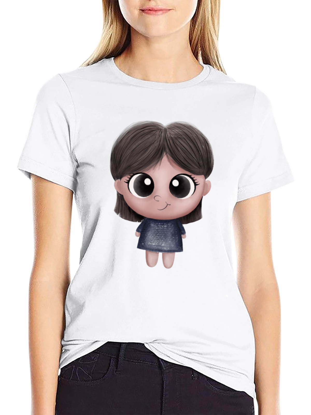 Cute Cartoon Character Unisex Black T-Shirt