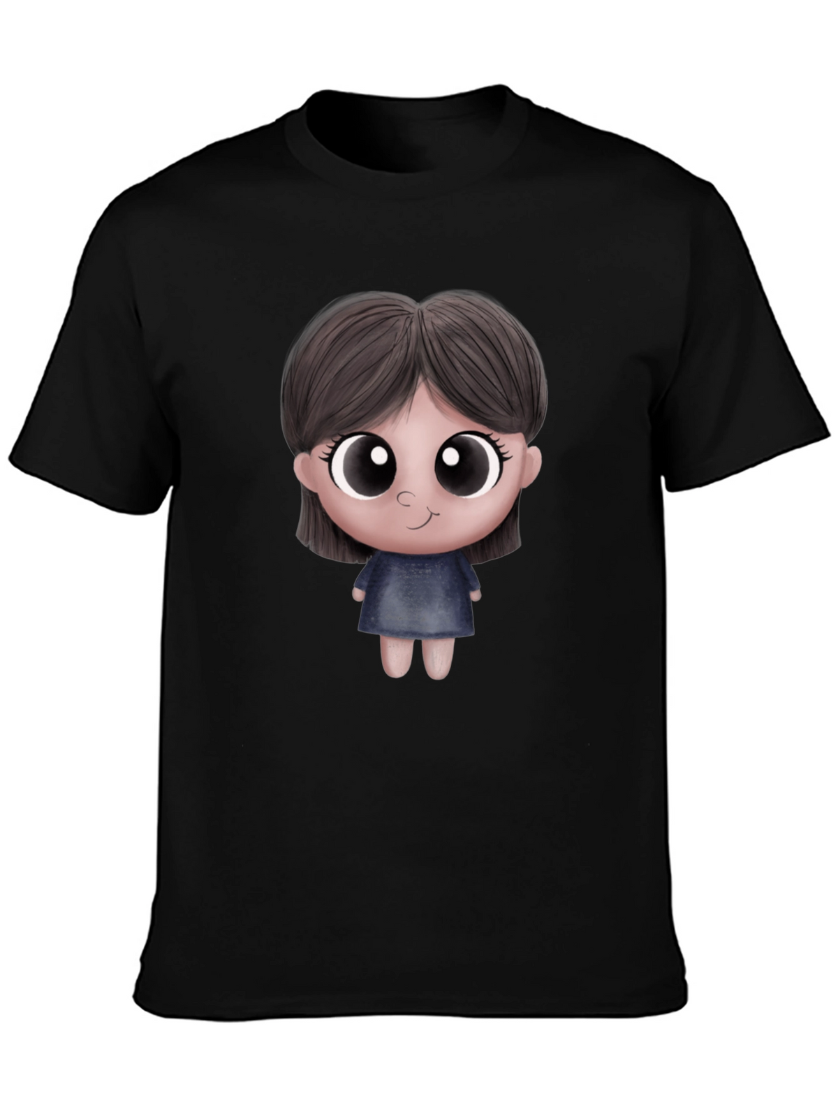 Cute Cartoon Character Unisex Black T-Shirt
