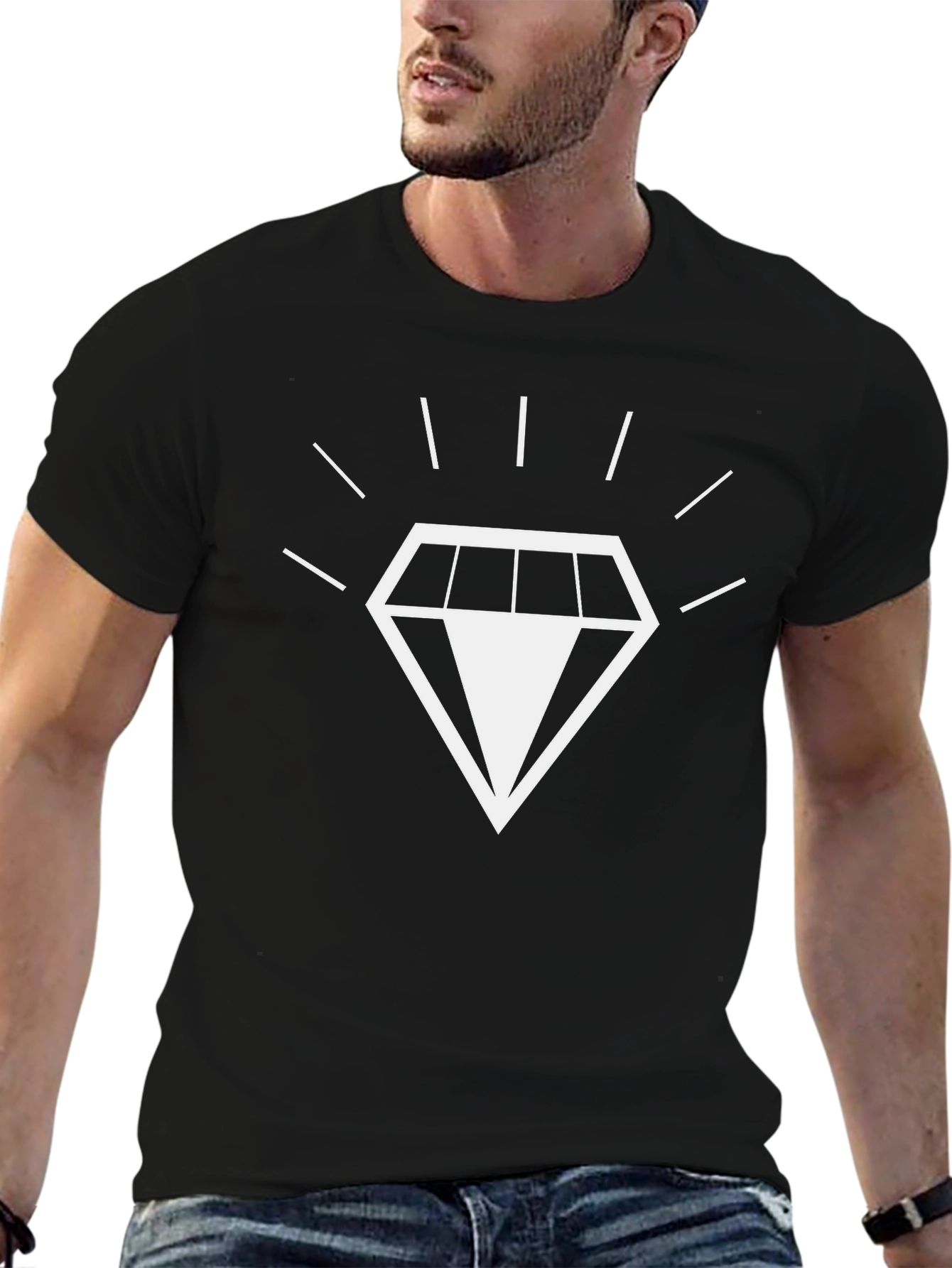 Mens Black T-Shirt with Diamond Graphic