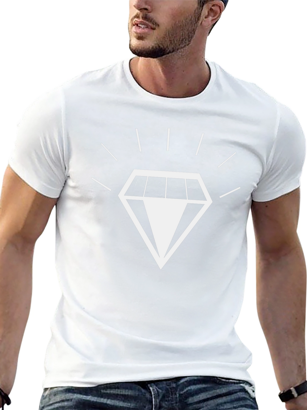 Mens Black T-Shirt with Diamond Graphic