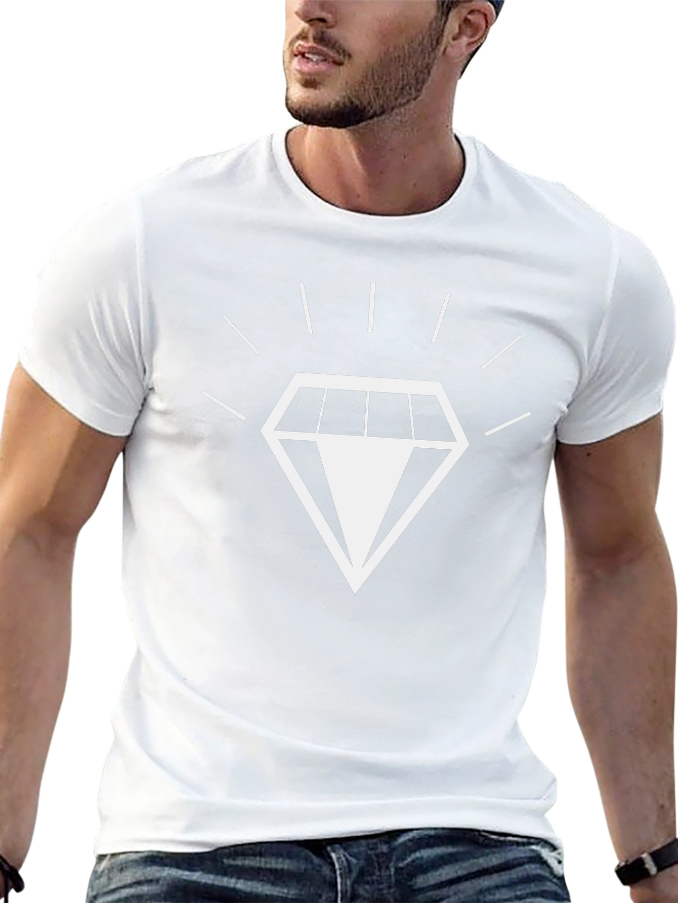 Mens Black T-Shirt with Diamond Graphic
