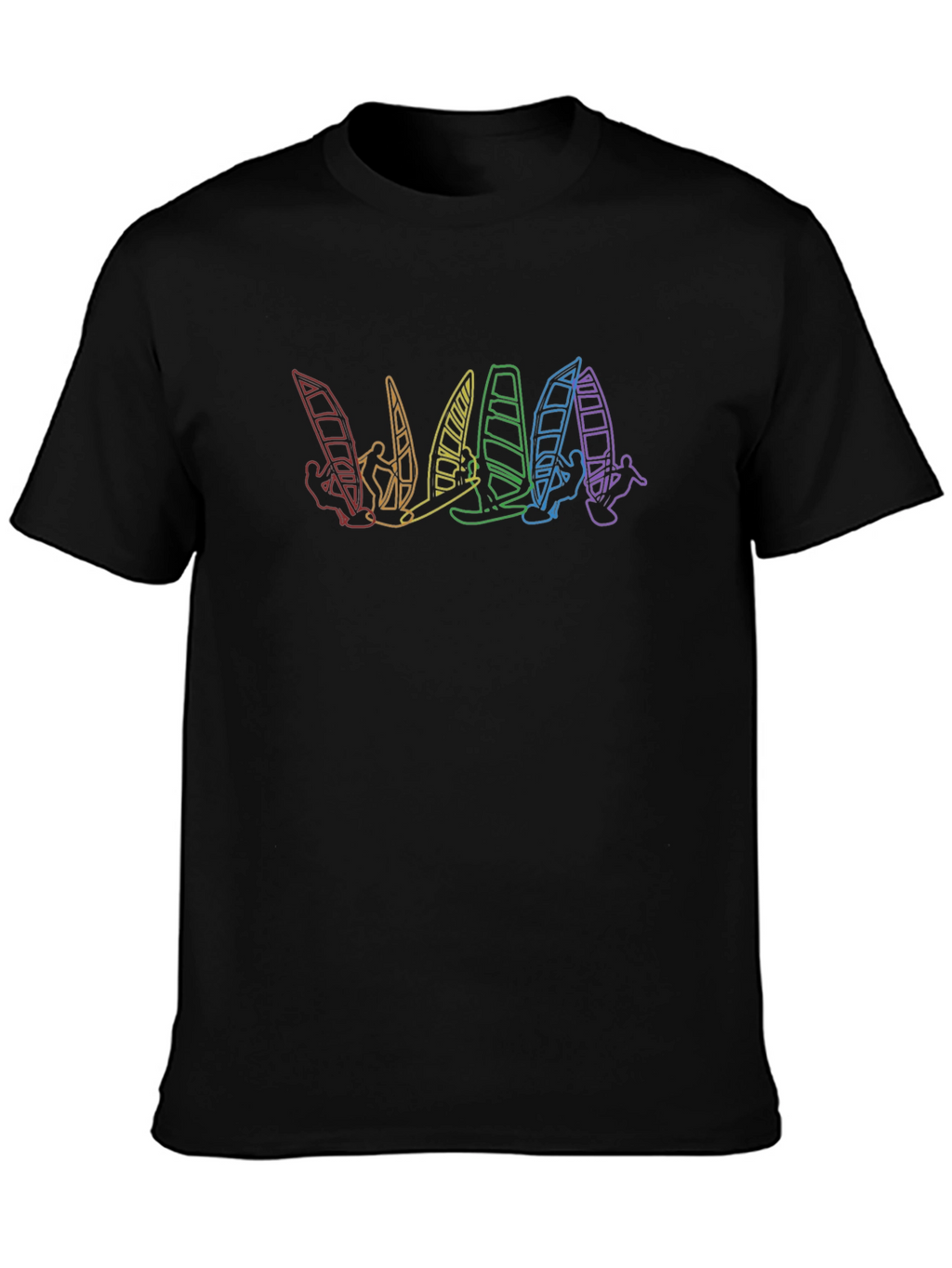 Rainbow Windsurfer Black T-Shirt