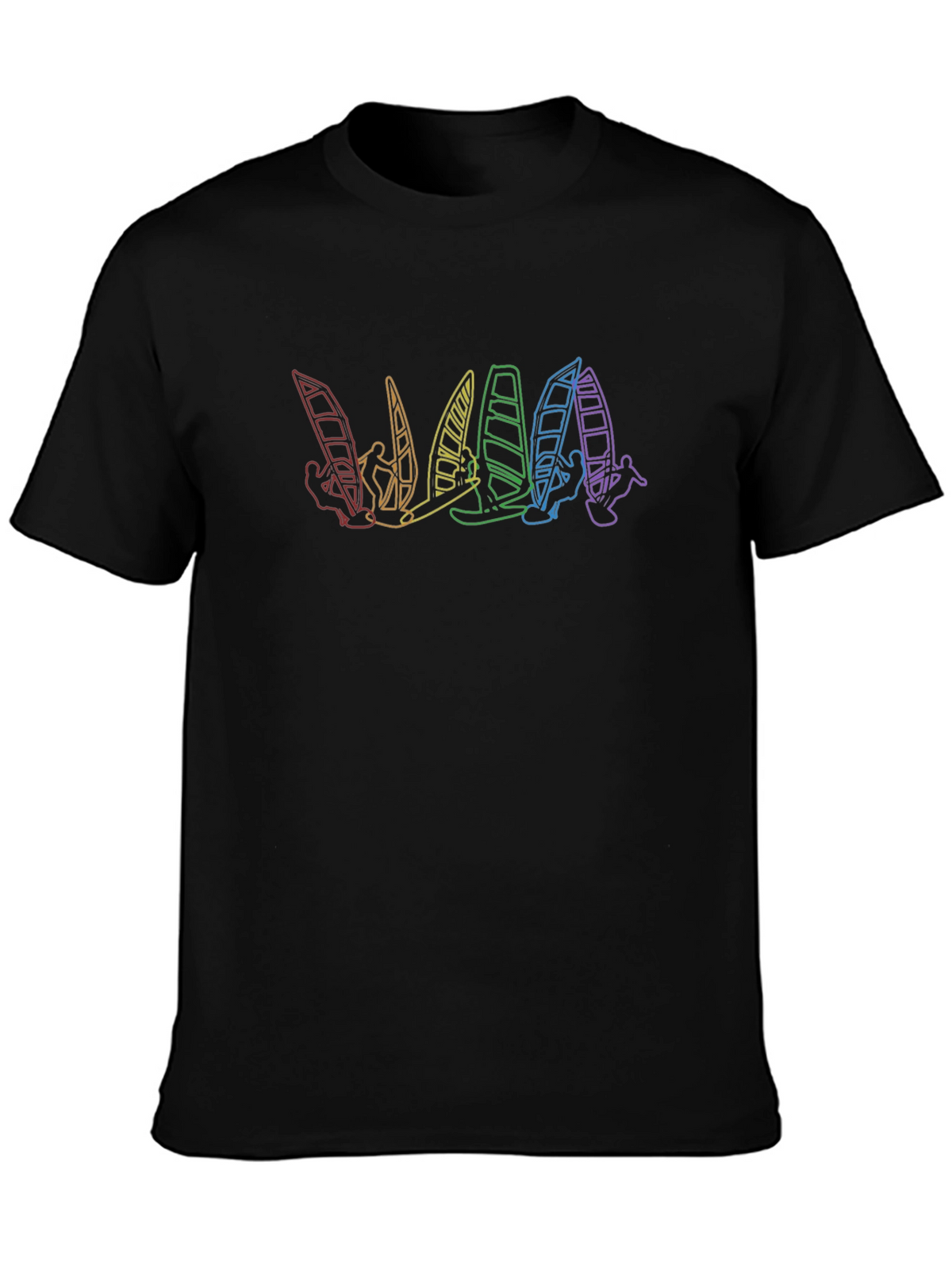 Rainbow Windsurfer Black T-Shirt