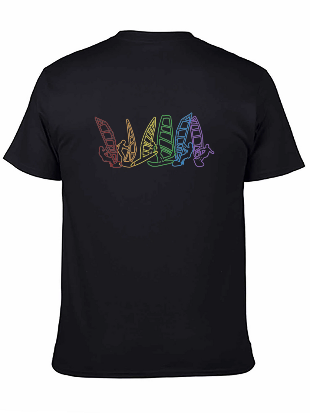 Rainbow Windsurfer Black T-Shirt