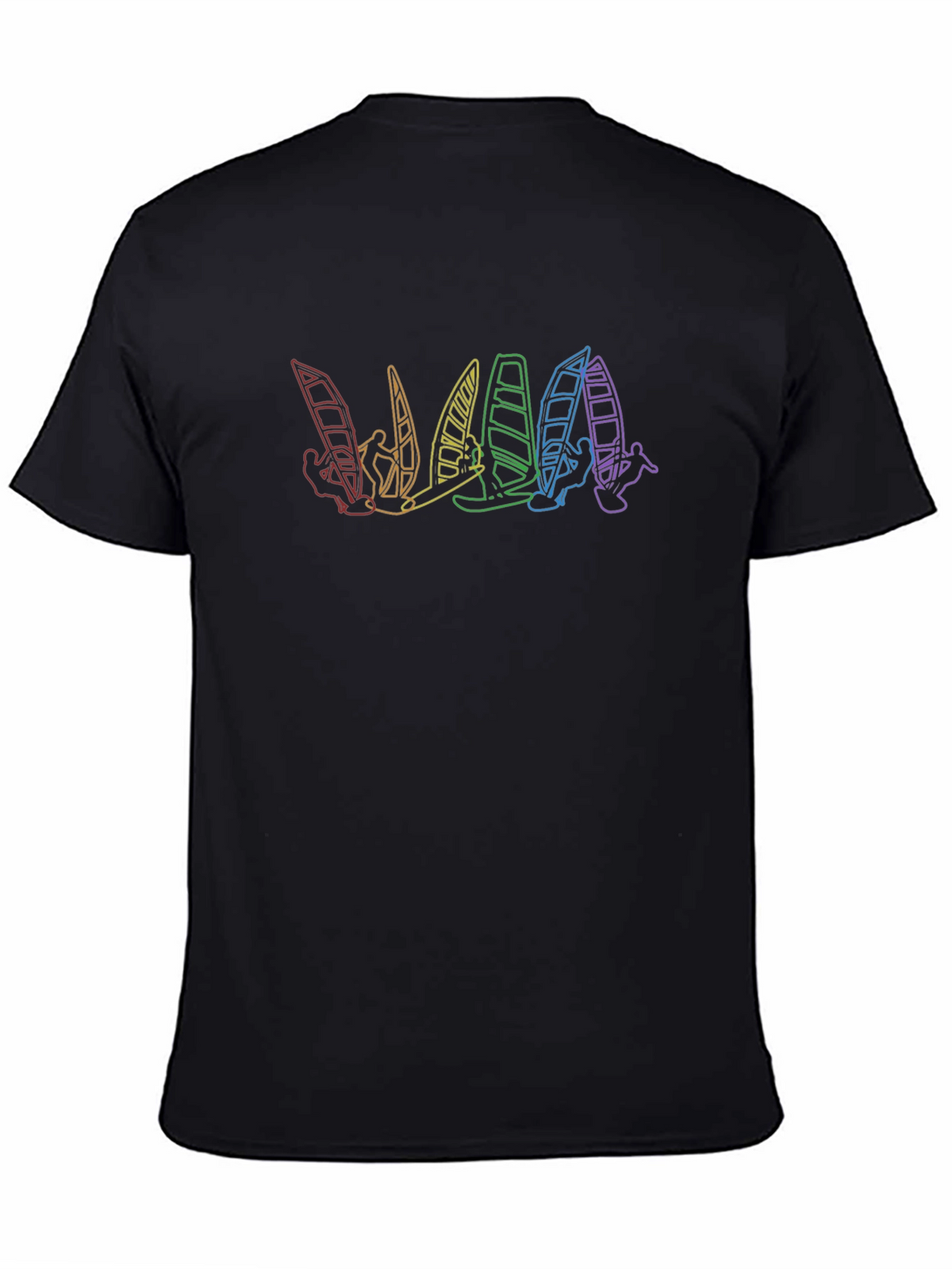 Rainbow Windsurfer Black T-Shirt
