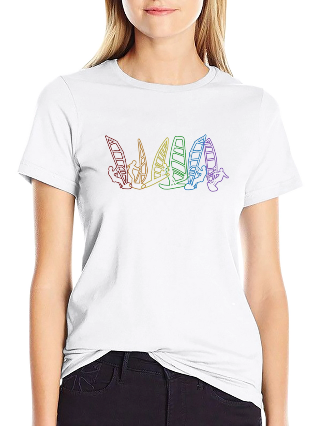 Rainbow Windsurfer Black T-Shirt
