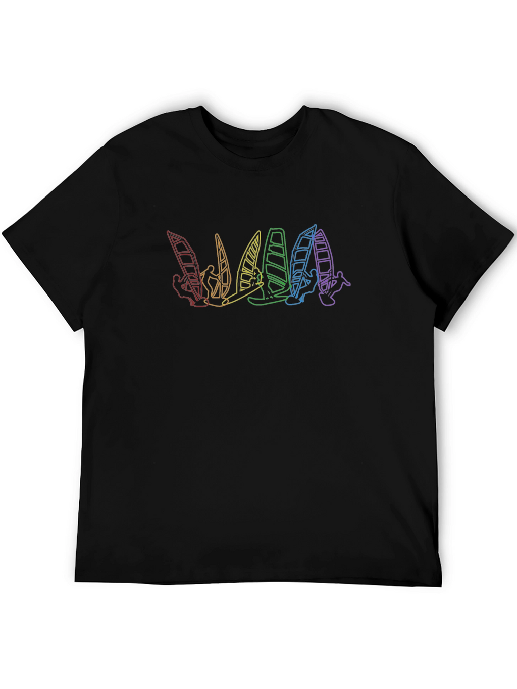 Rainbow Windsurfer Black T-Shirt