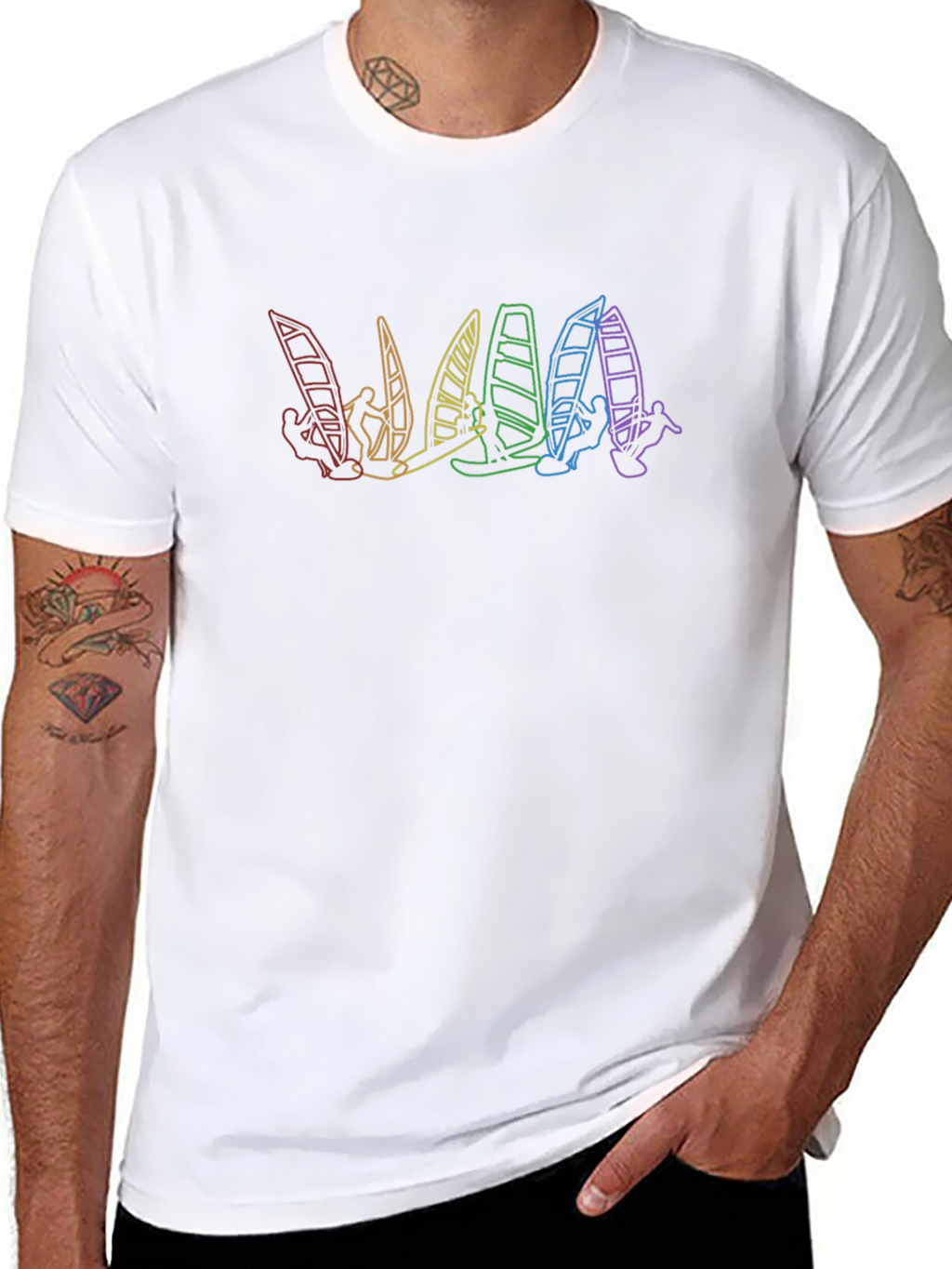 Rainbow Windsurfer Black T-Shirt