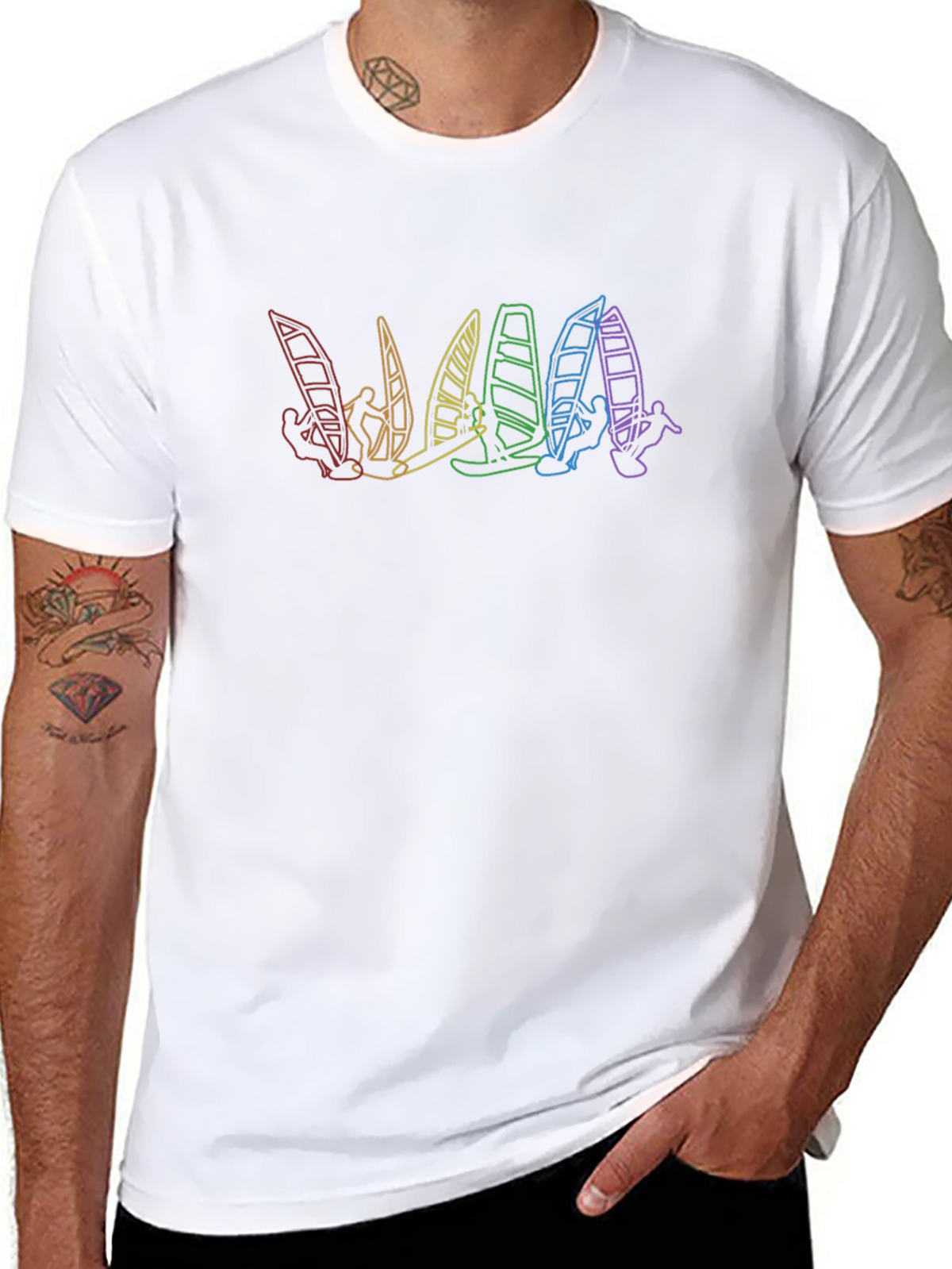 Rainbow Windsurfer Black T-Shirt