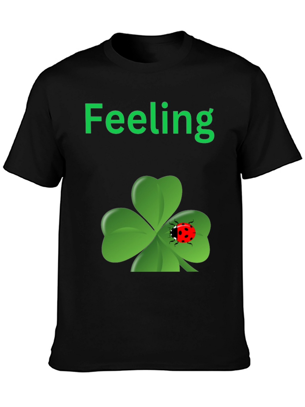 Lucky Feeling T-Shirt - Clover & Ladybug Design