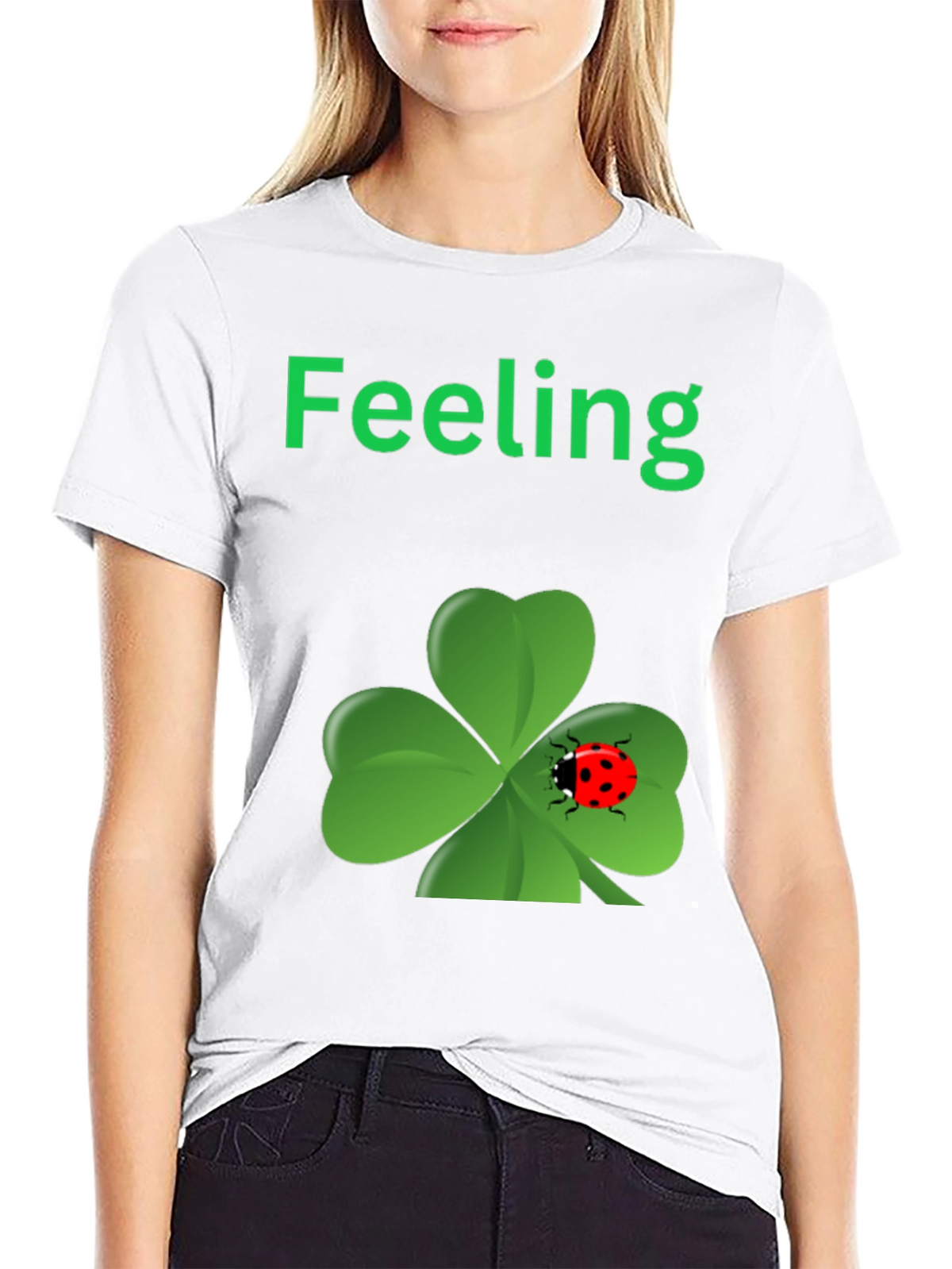 Lucky Feeling T-Shirt - Clover & Ladybug Design