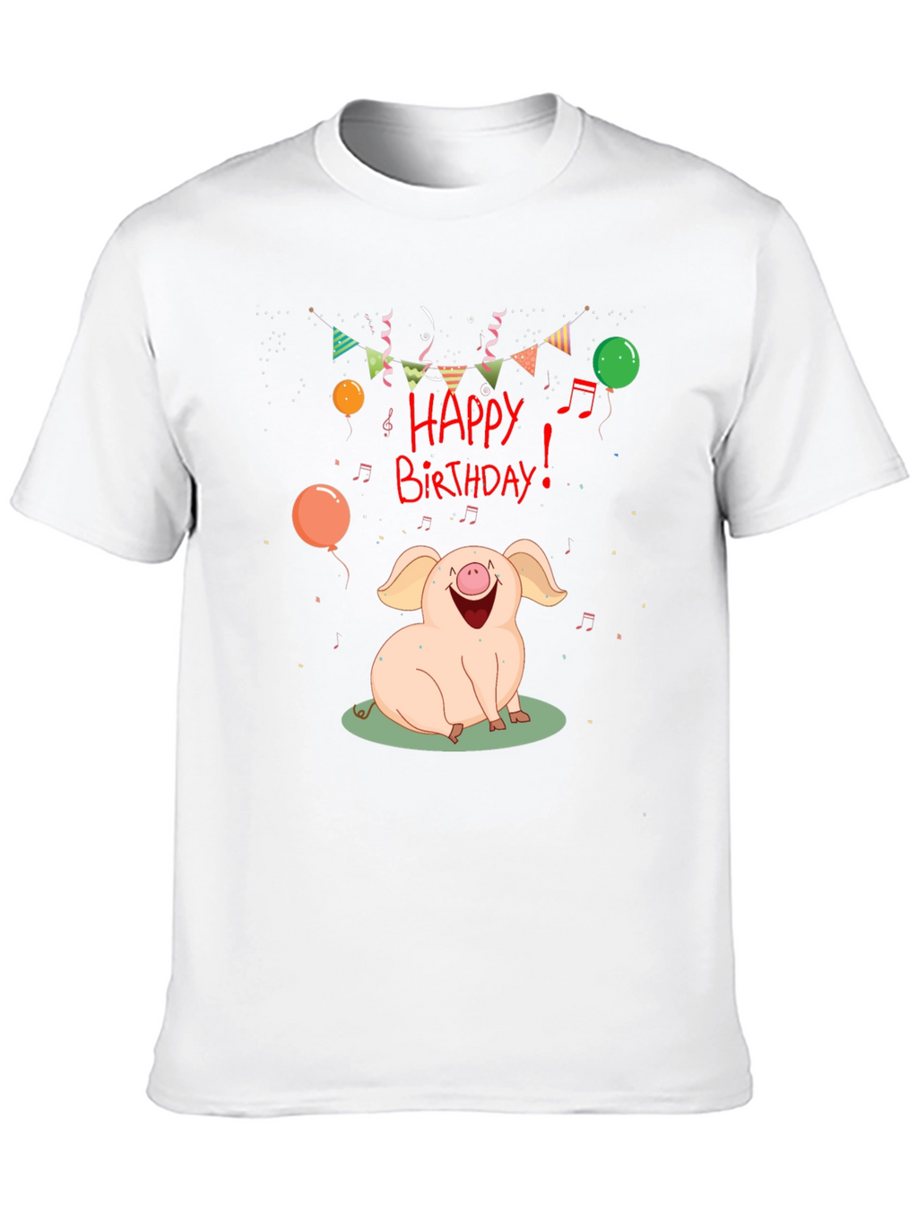Happy Birthday Pig Graphic Tee - Black