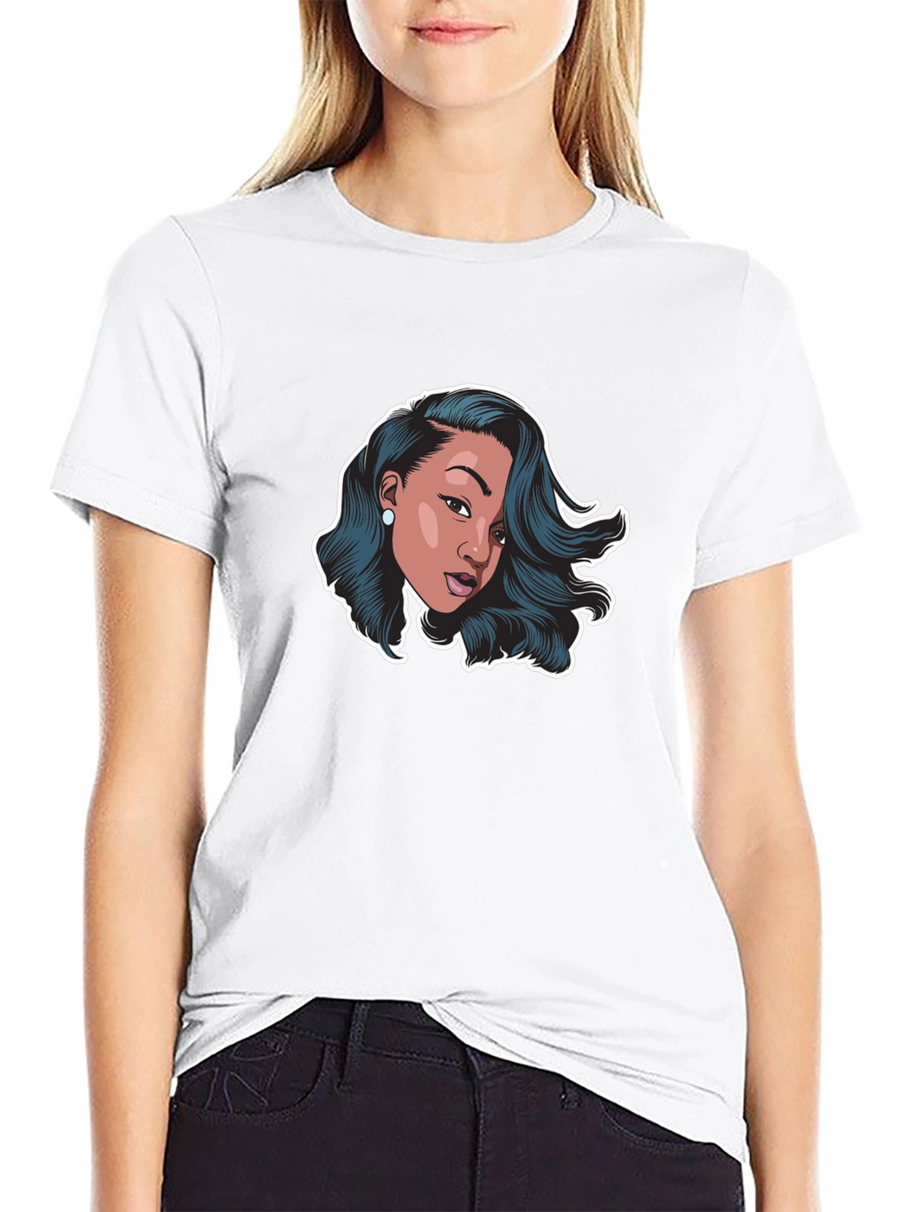 Stylish Black T-Shirt with Woman Graphic