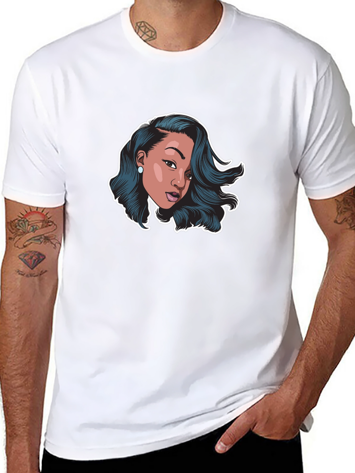 Stylish Black T-Shirt with Woman Graphic