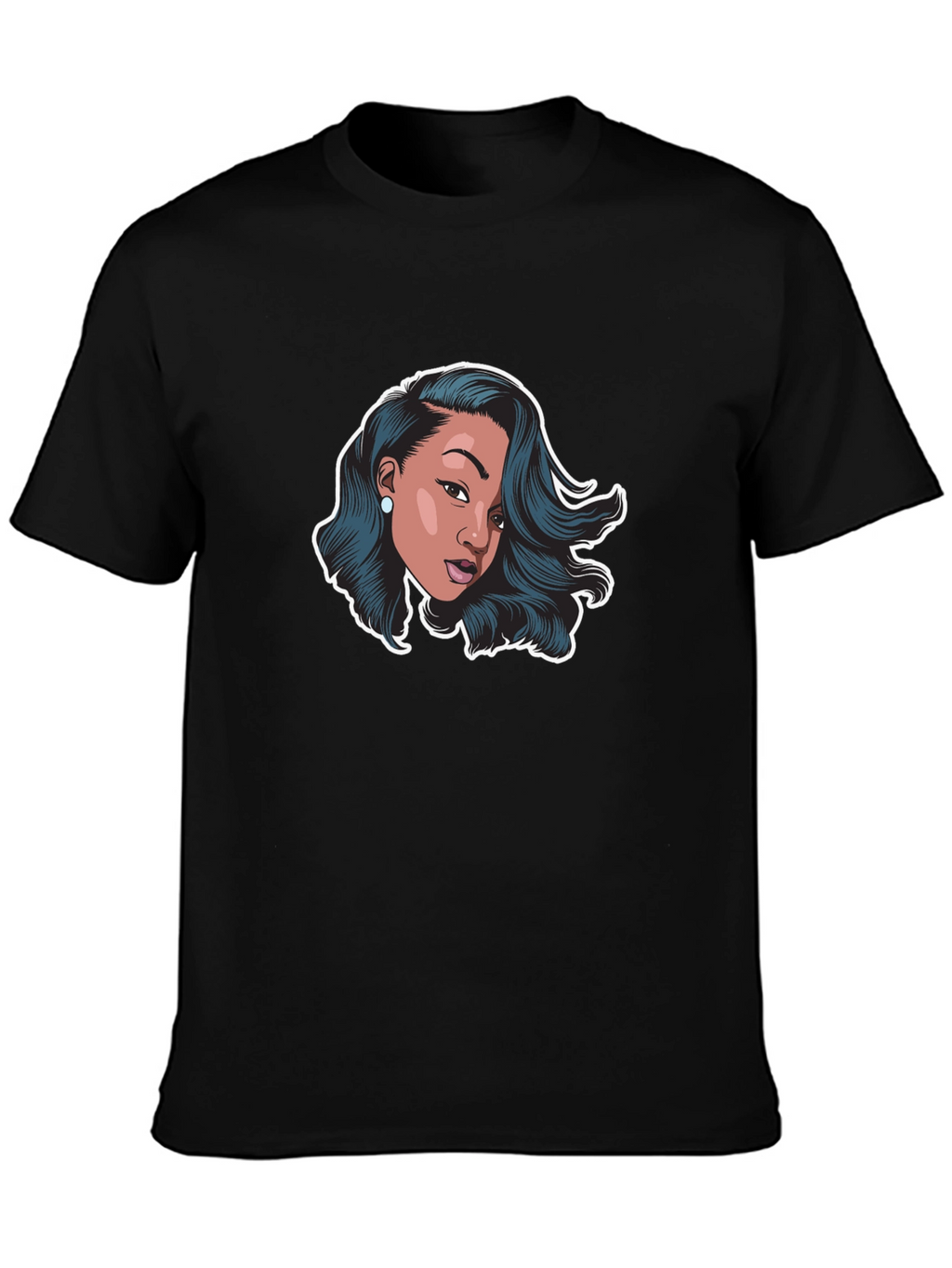 Stylish Black T-Shirt with Woman Graphic