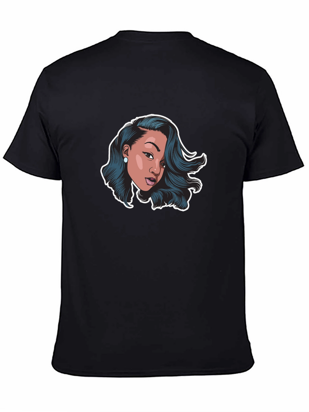 Stylish Black T-Shirt with Woman Graphic