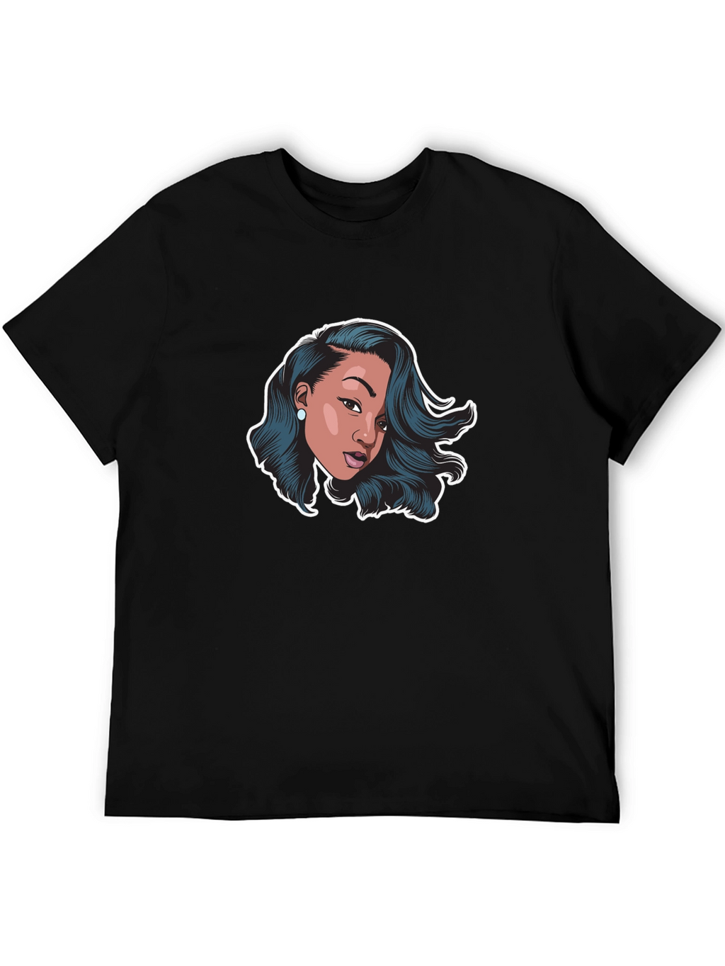 Stylish Black T-Shirt with Woman Graphic