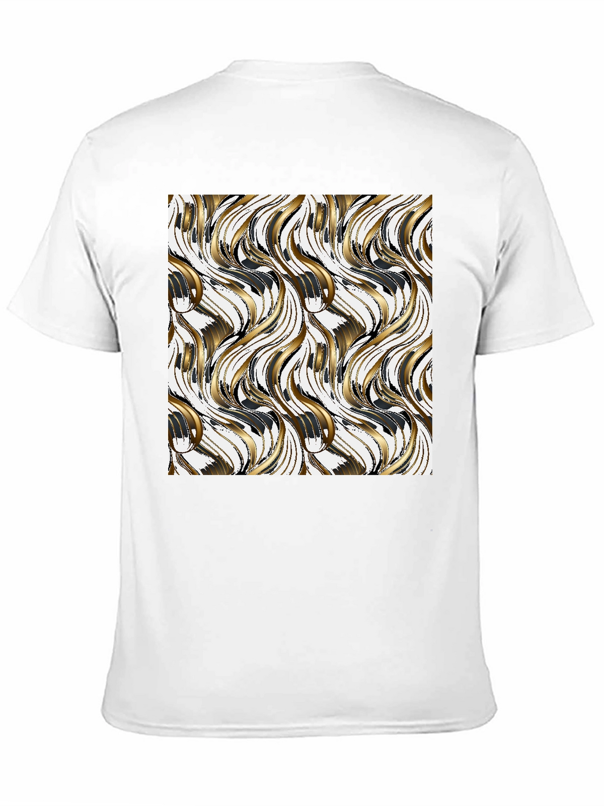 Stylish Black Tee with Gold Wave Design