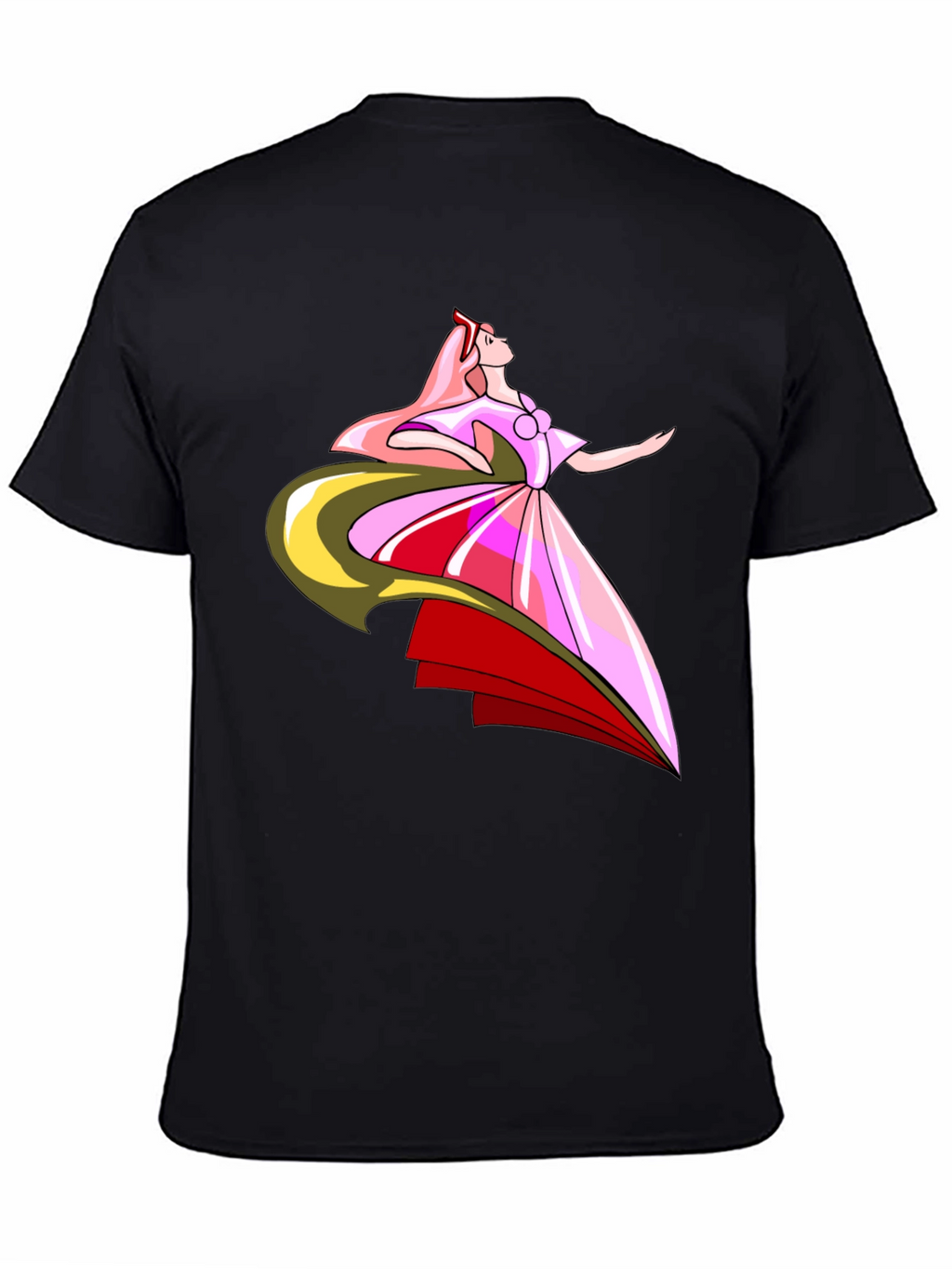 Elegant Princess Graphic Black T-Shirt