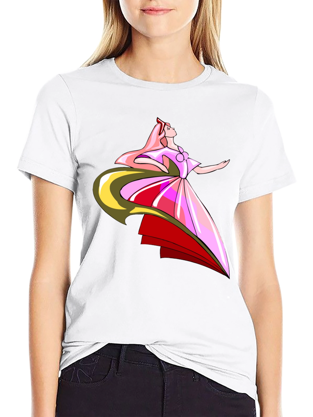 Elegant Princess Graphic Black T-Shirt
