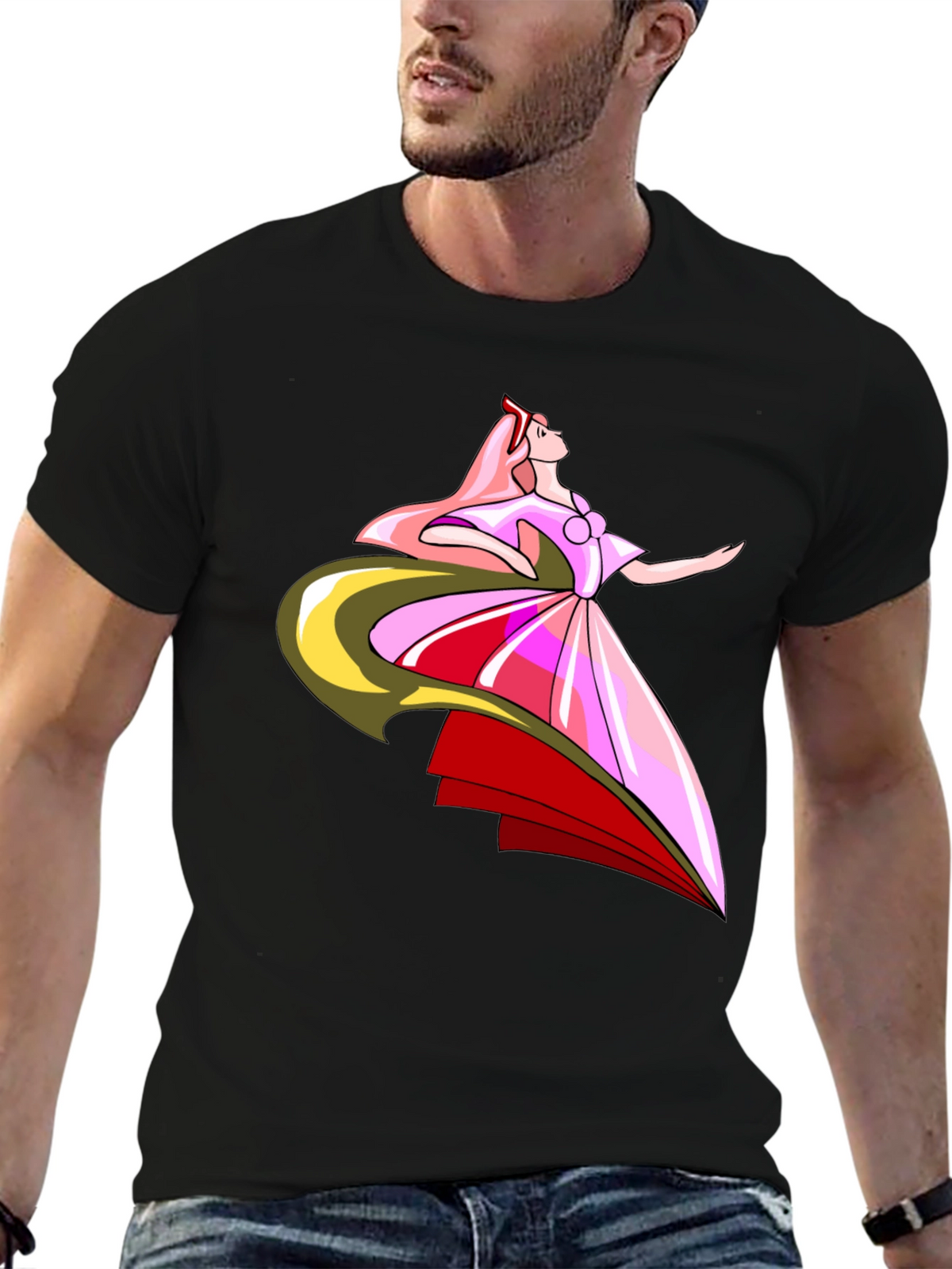 Elegant Princess Graphic Black T-Shirt