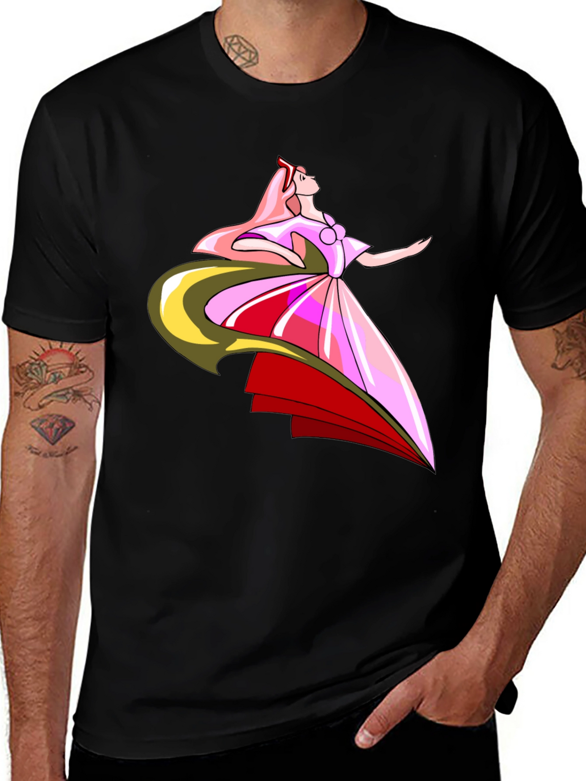 Elegant Princess Graphic Black T-Shirt