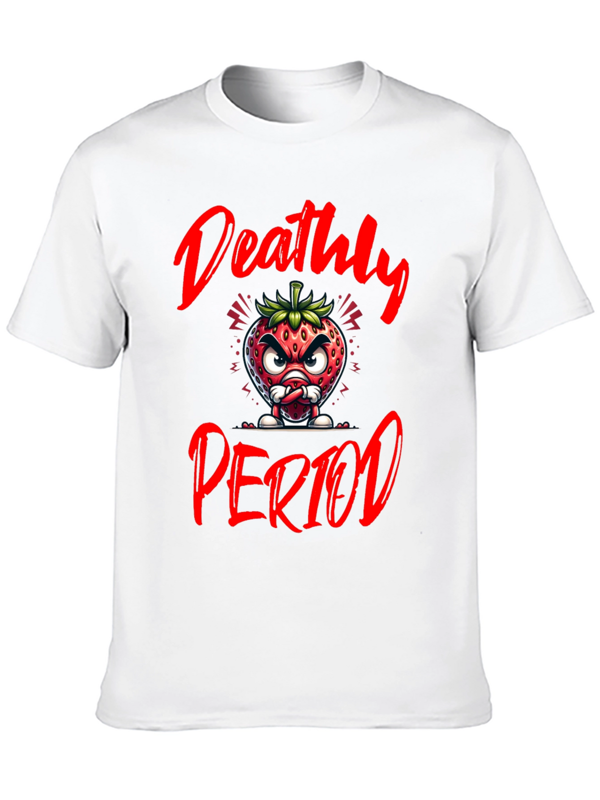 Deathly Period Graphic Tee - Edgy Strawberry Design