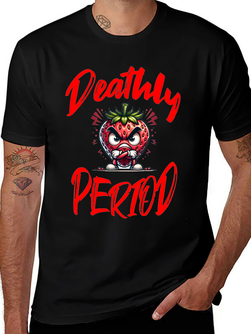 Deathly Period Graphic Tee - Edgy Strawberry Design
