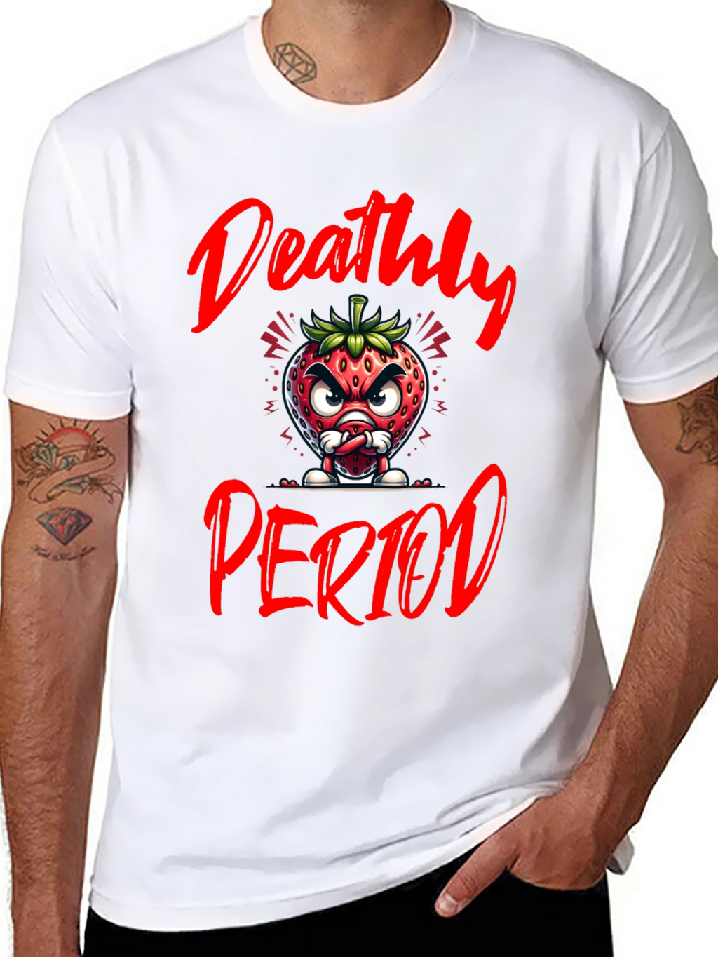 Deathly Period Graphic Tee - Edgy Strawberry Design
