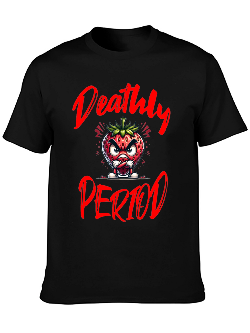 Deathly Period Graphic Tee - Edgy Strawberry Design