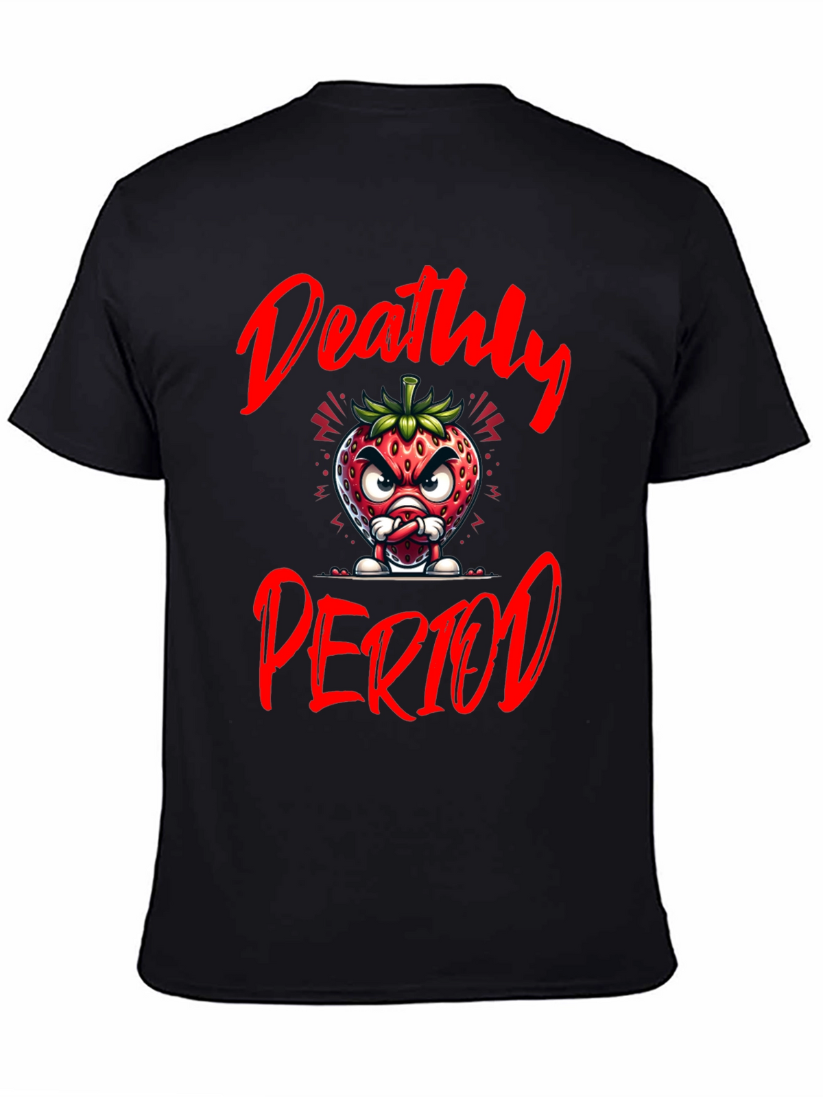 Deathly Period Graphic Tee - Edgy Strawberry Design