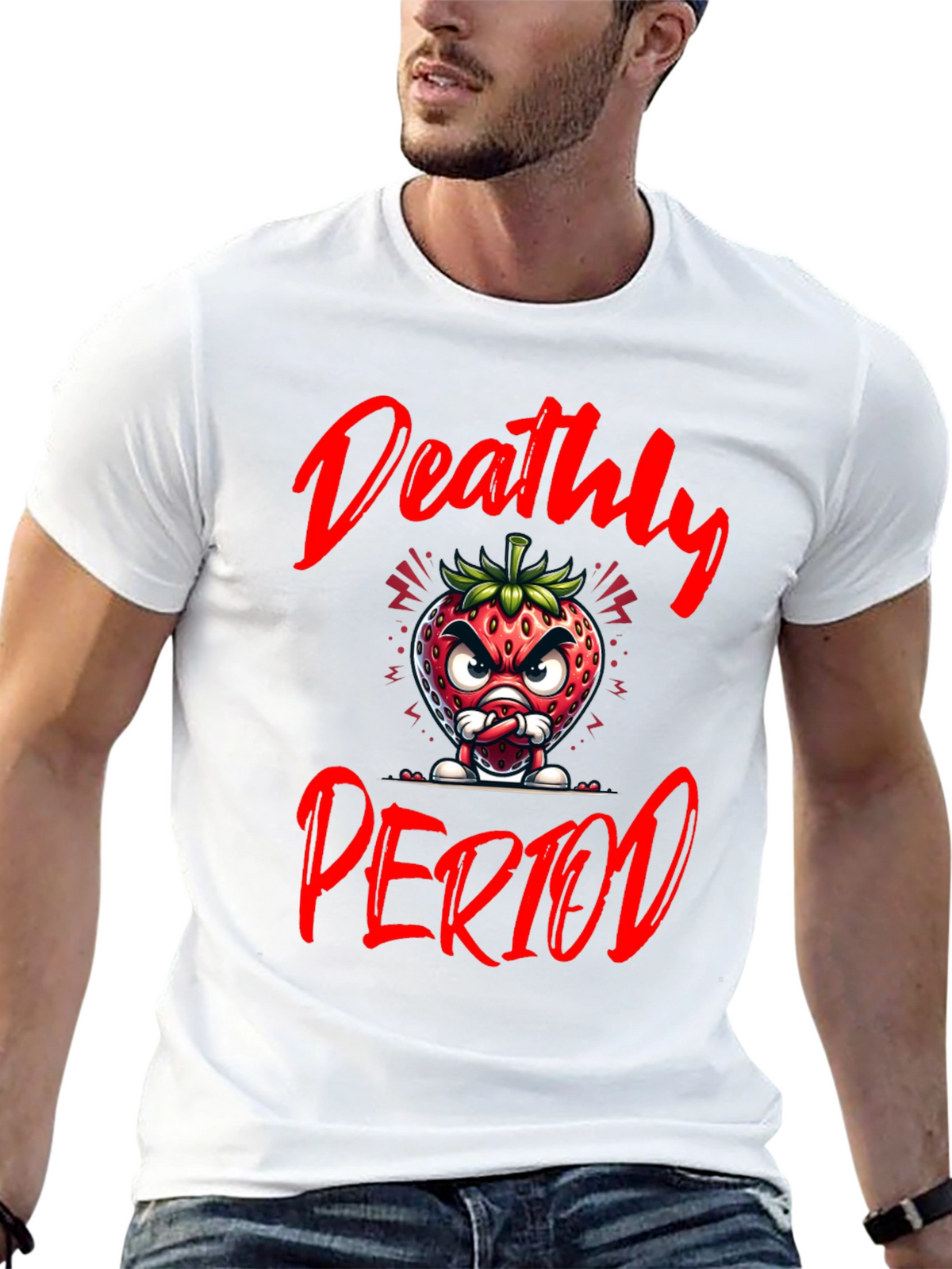Deathly Period Graphic Tee - Edgy Strawberry Design