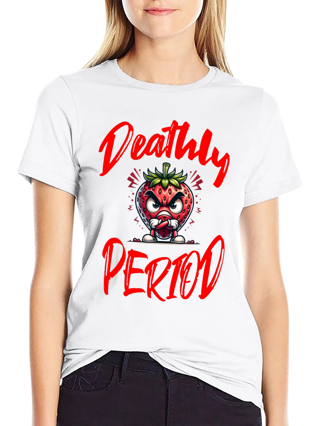 Deathly Period Graphic Tee - Edgy Strawberry Design