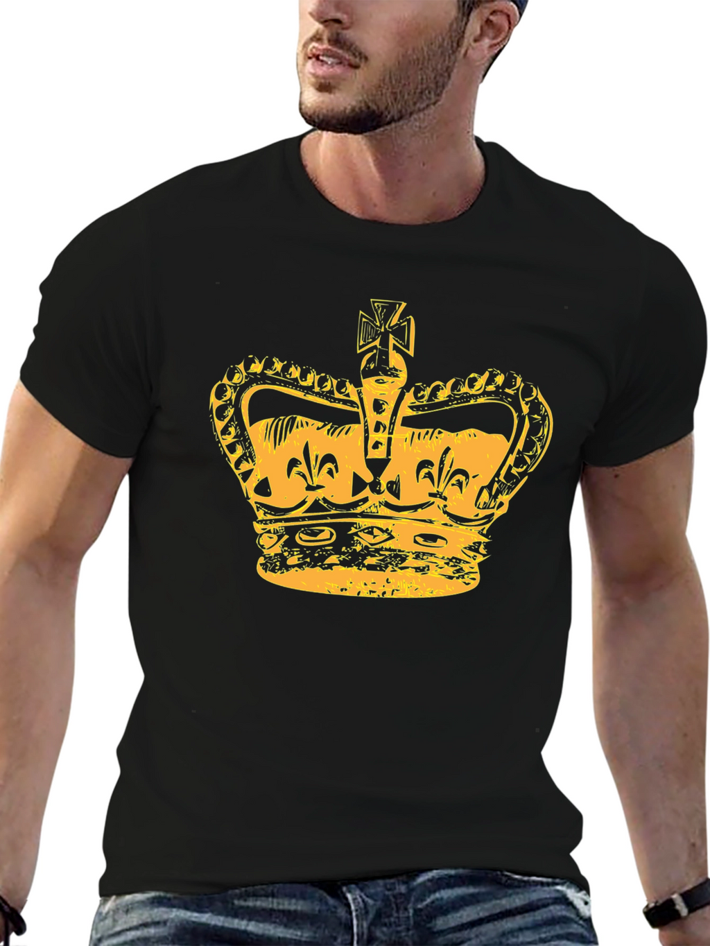 Crown Graphic Tee - Stylish Mens Black T-Shirt