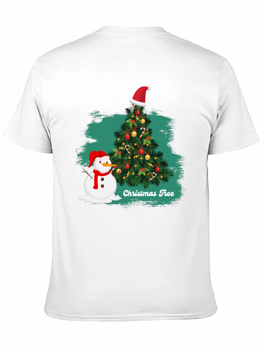 Festive Christmas Tree & Snowman T-Shirt