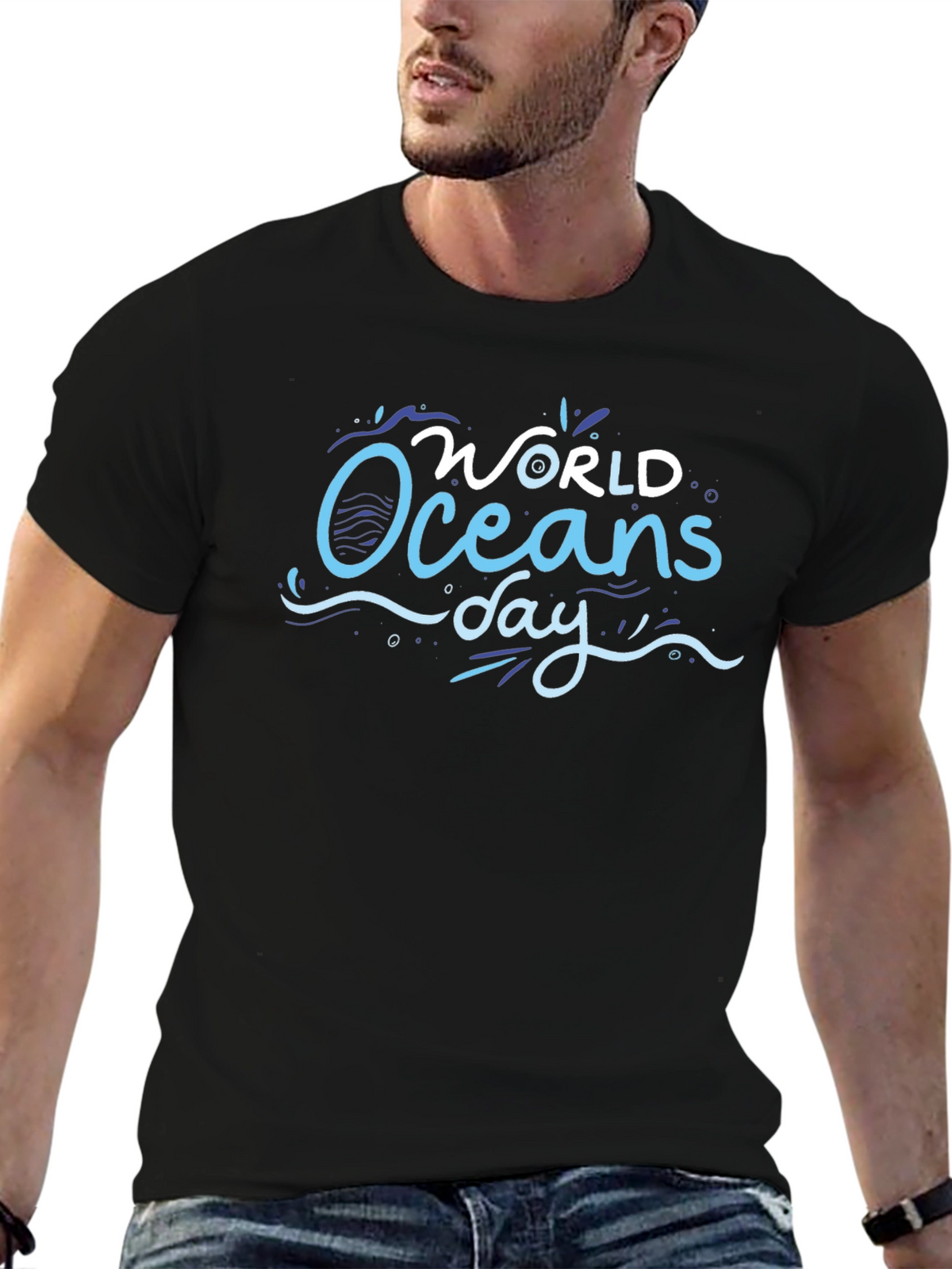 World Oceans Day Black Graphic Tee