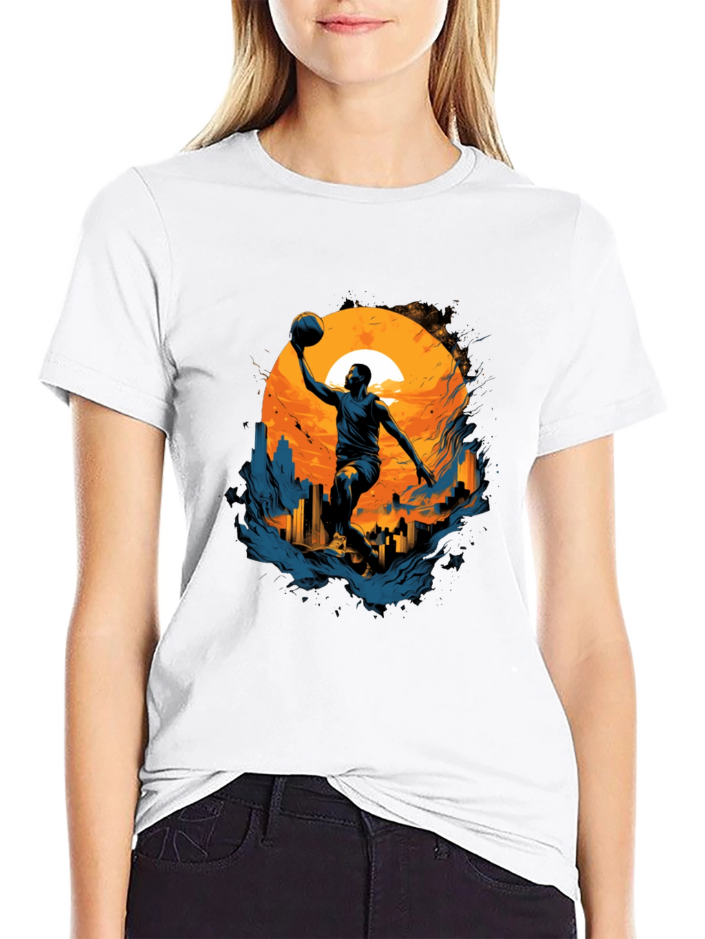 Basketball Sunset Graphic Tee - Cool Urban Style