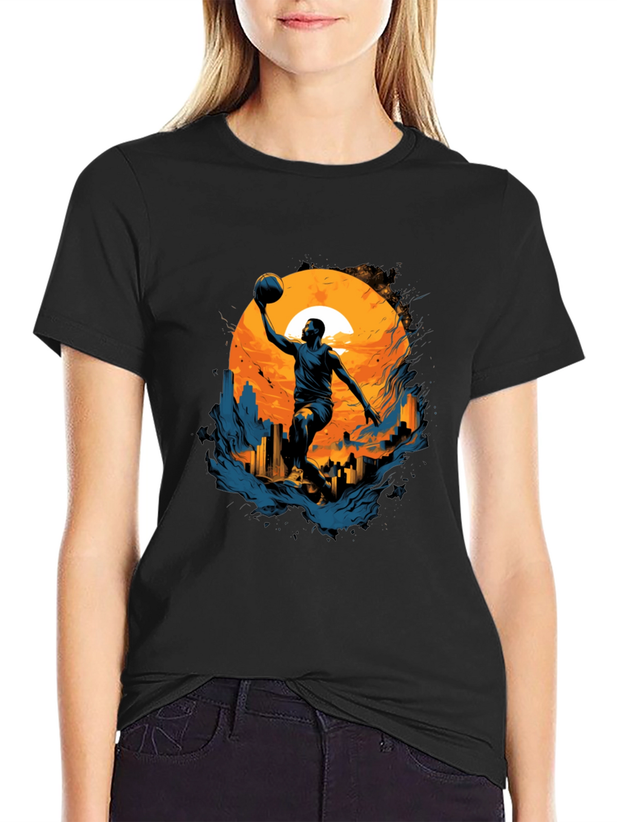 Basketball Sunset Graphic Tee - Cool Urban Style