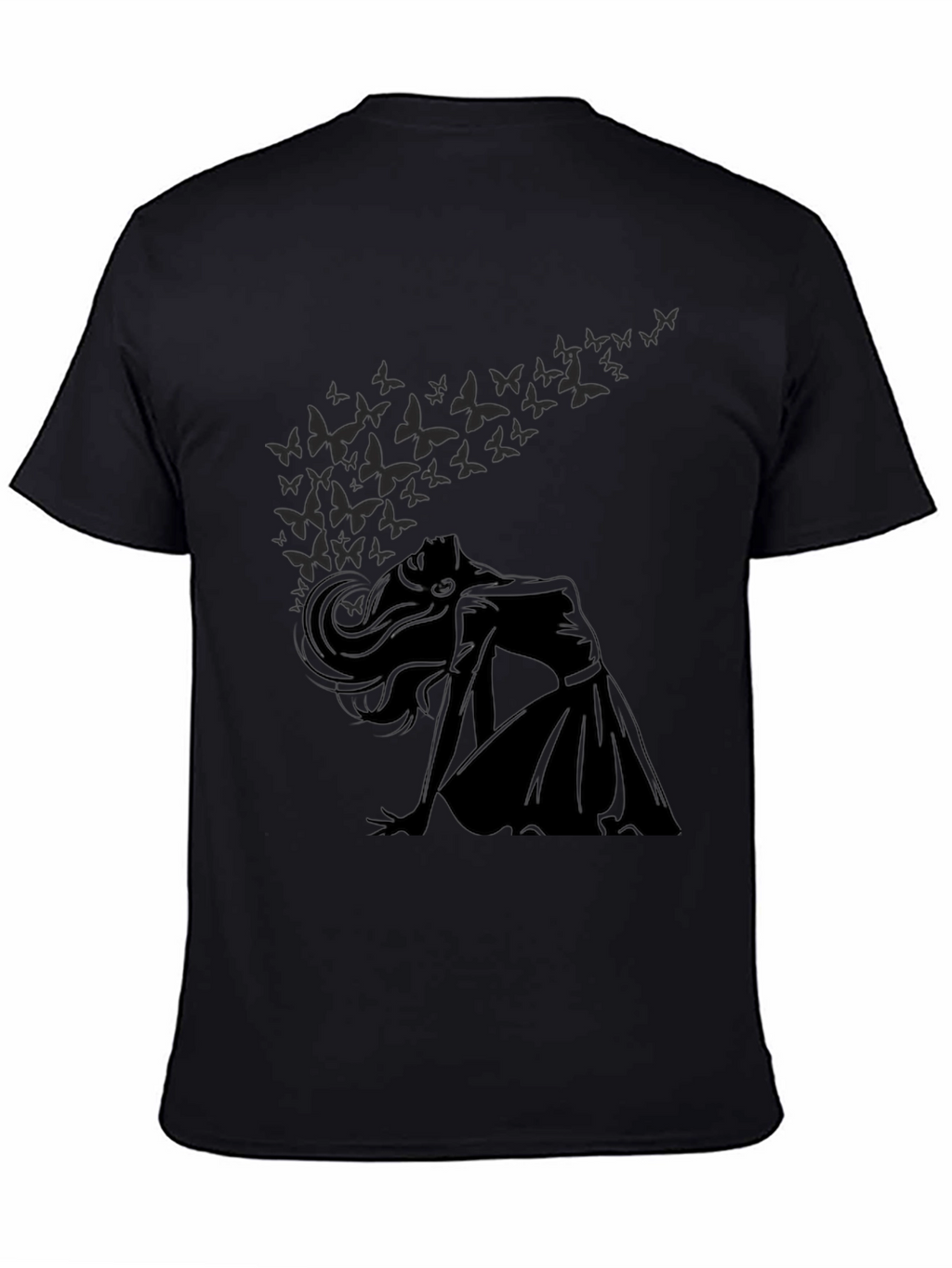Elegant Woman & Butterfly Graphic T-Shirt