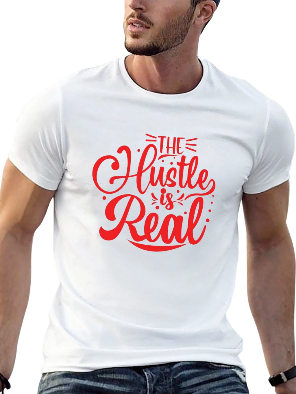 The Hustle is Real Black Graphic T-Shirt