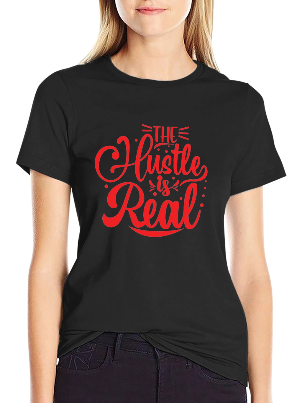 The Hustle is Real Black Graphic T-Shirt
