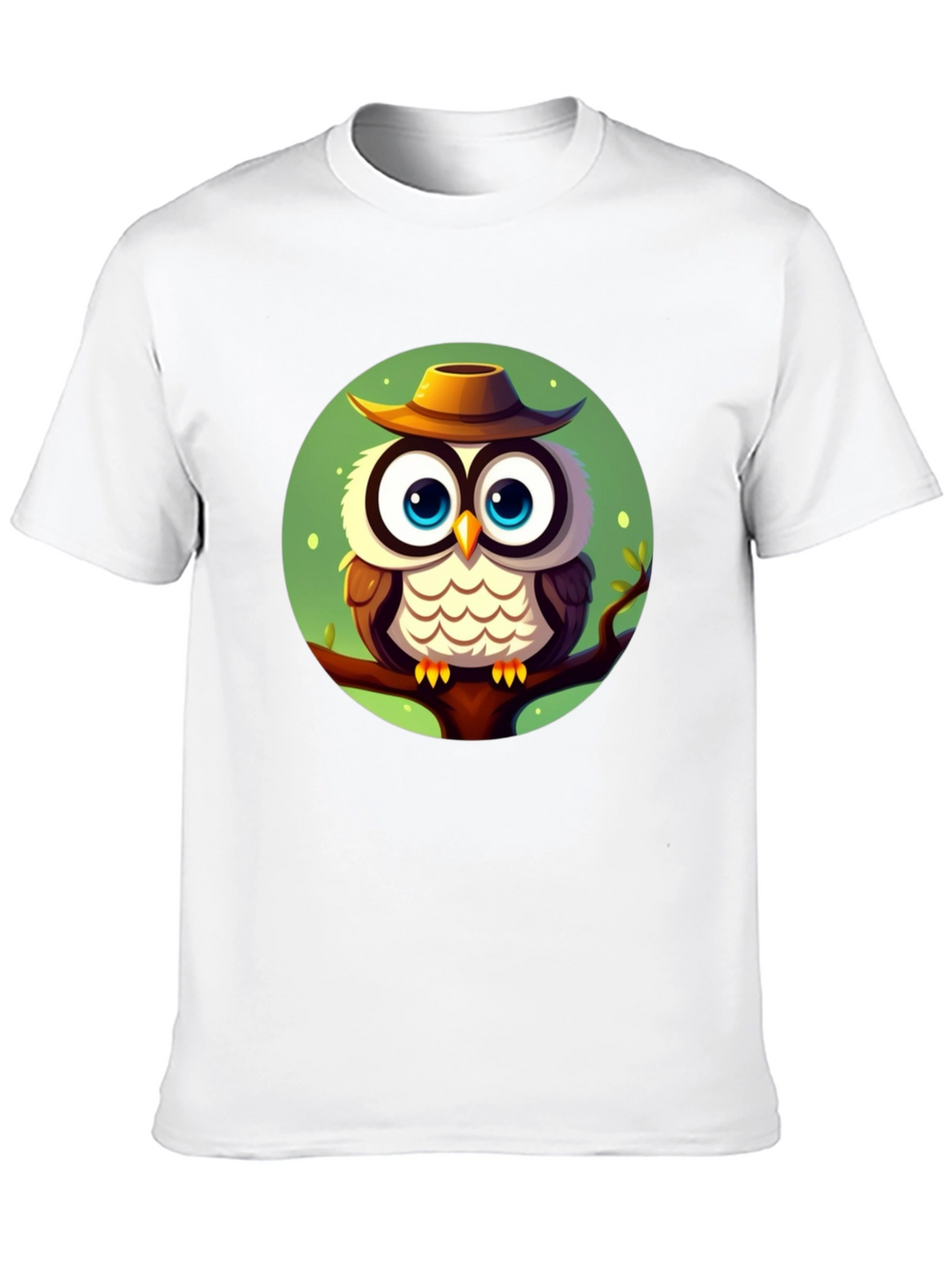 Owl with Hat Graphic Tee - Mens Black T-Shirt
