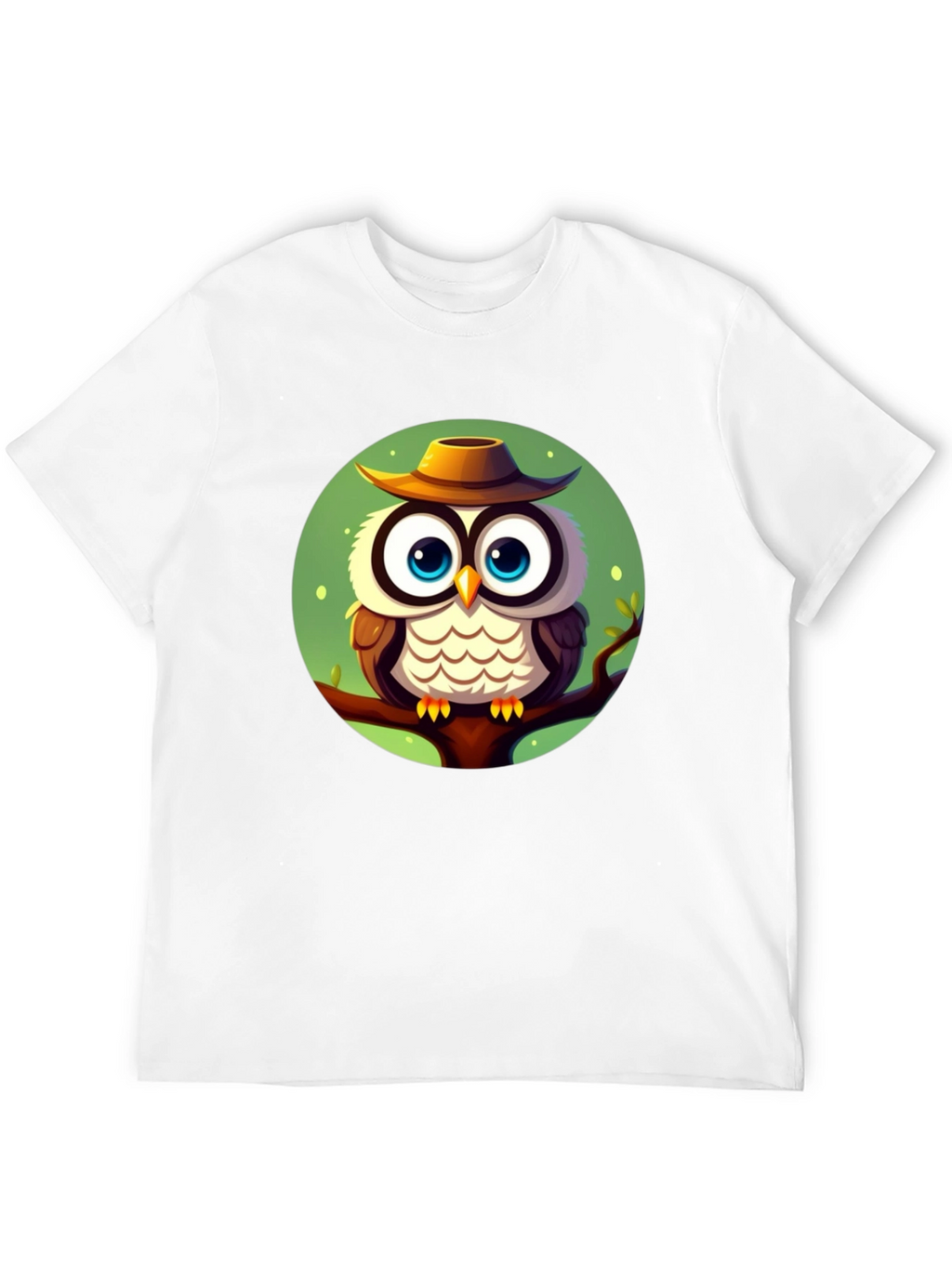 Owl with Hat Graphic Tee - Mens Black T-Shirt
