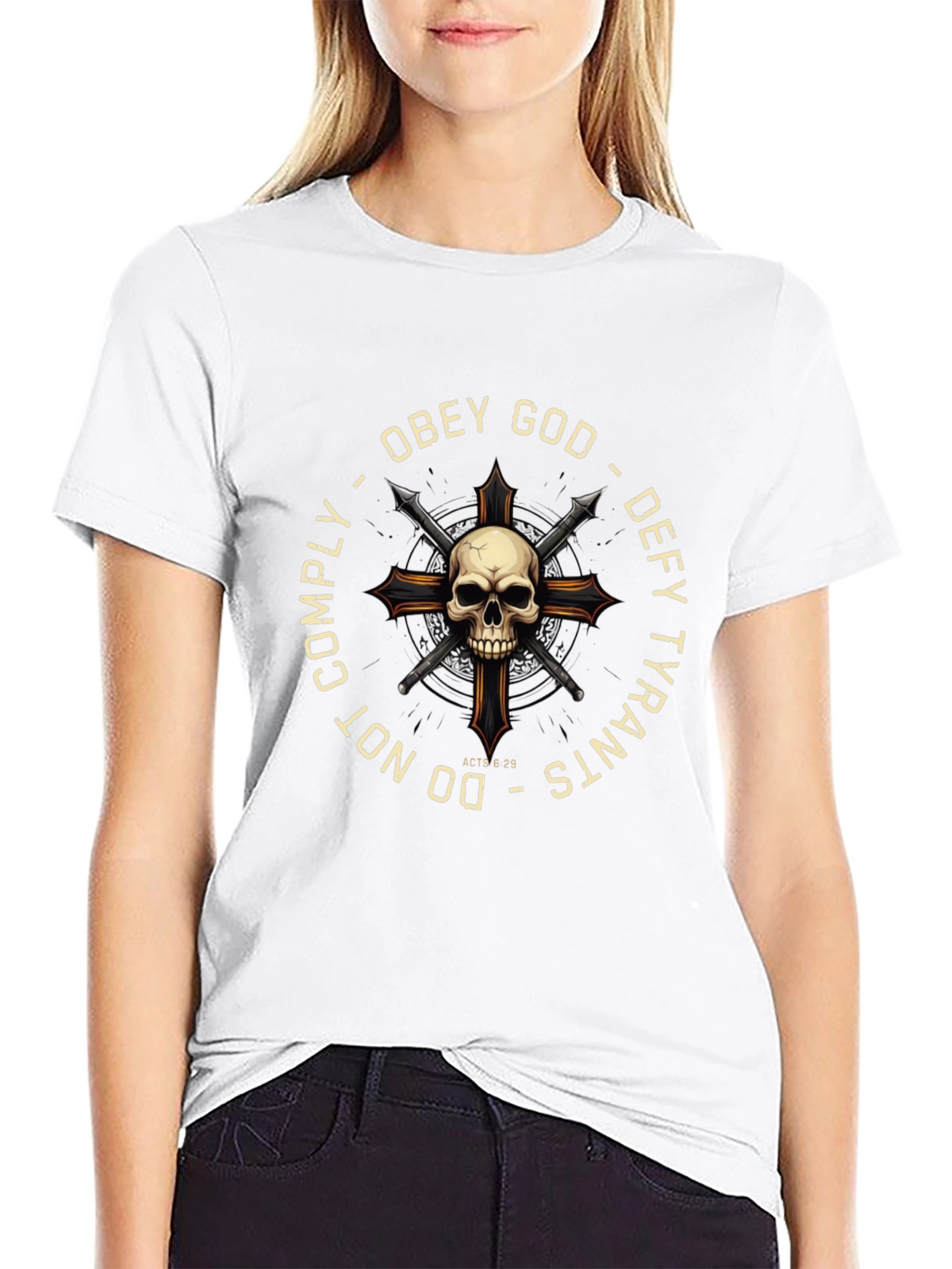 Obey God Defy Tyrants Skull Cross T-Shirt