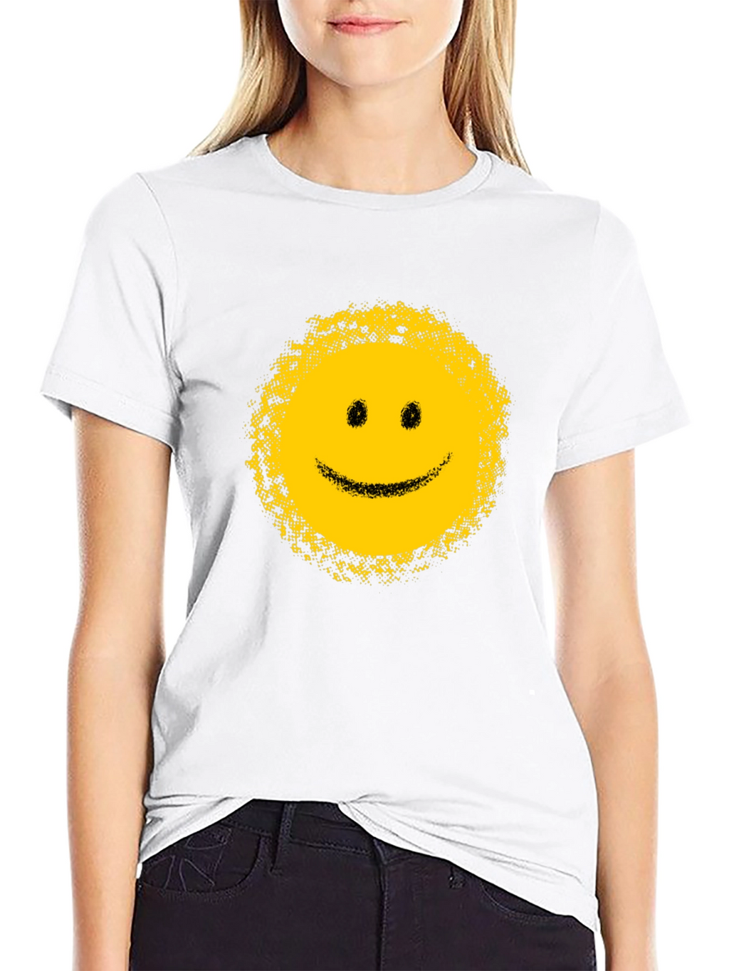 Distressed Smiley Face Black T-Shirt
