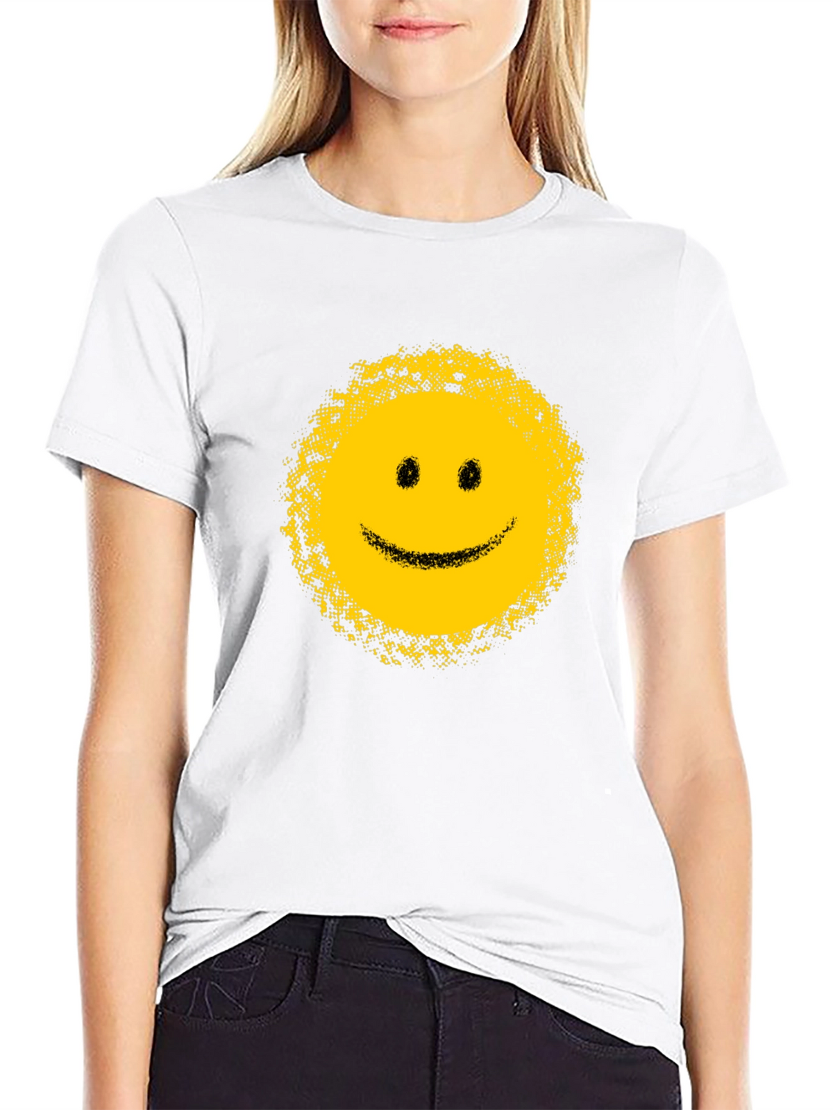Distressed Smiley Face Black T-Shirt
