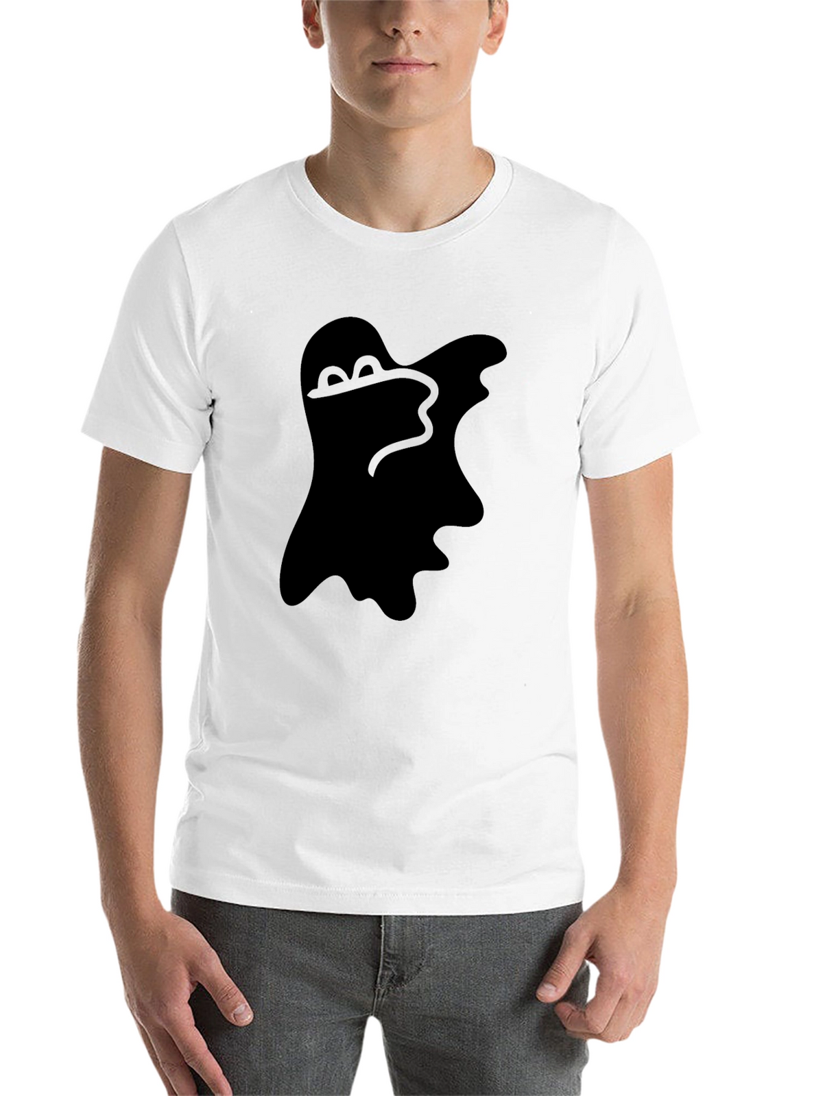 Spooky Ghost Graphic Tee - Classic Black T-Shirt
