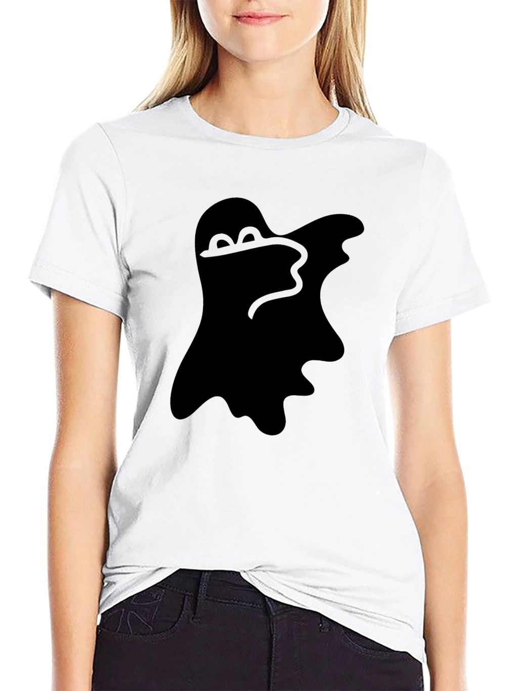 Spooky Ghost Graphic Tee - Classic Black T-Shirt