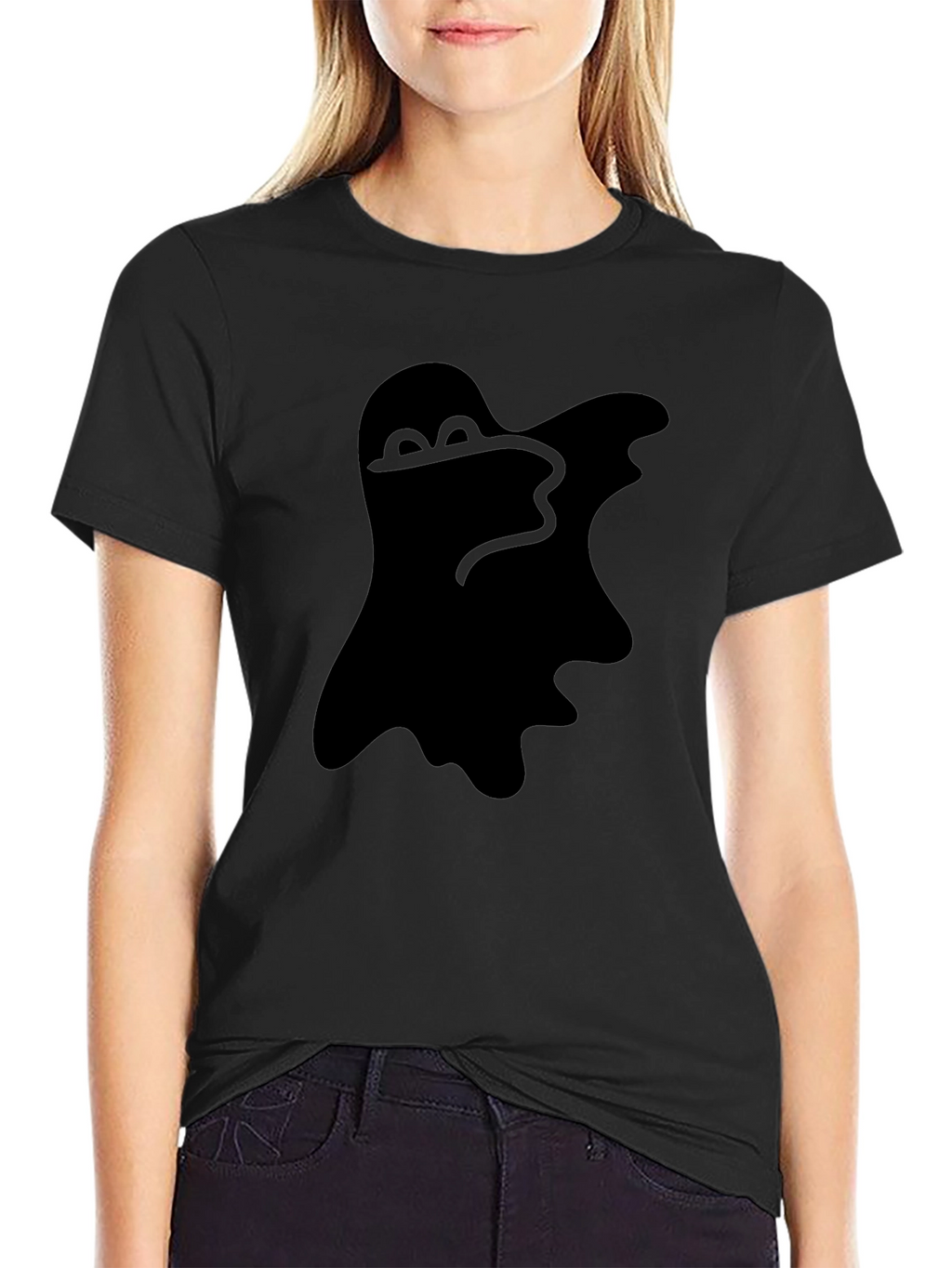 Spooky Ghost Graphic Tee - Classic Black T-Shirt