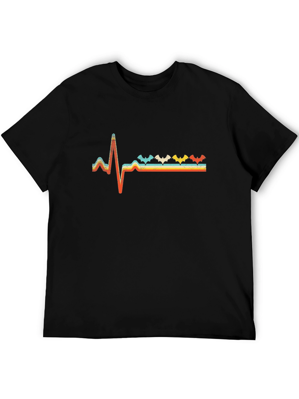 Retro Bat Heartbeat T-Shirt - Spooky Fun!